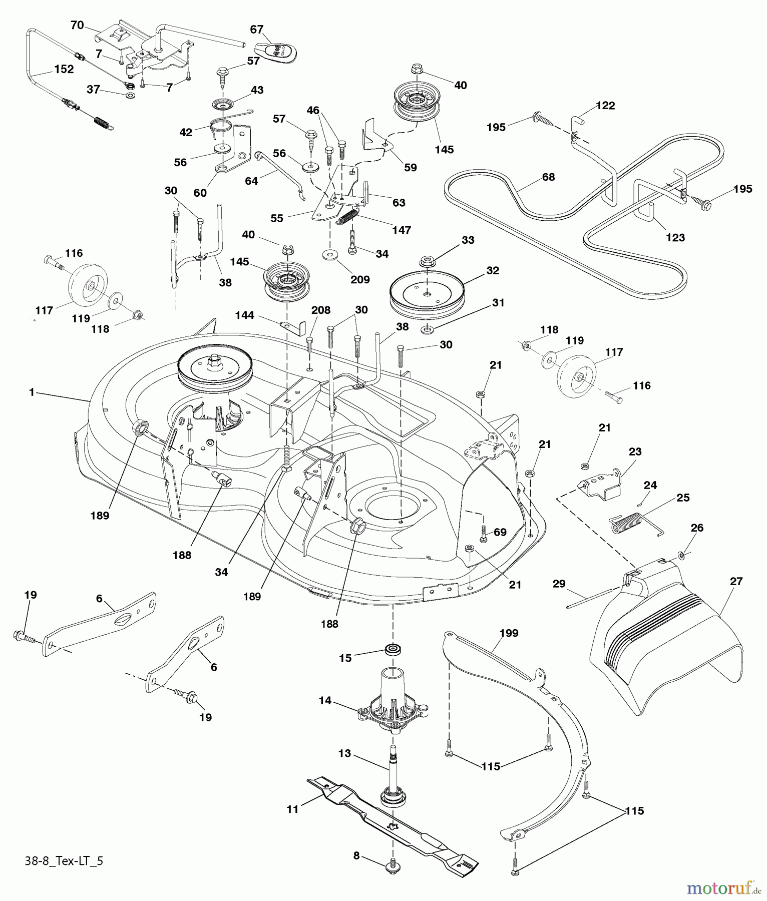 Husqvarna Rasen und Garten Traktoren LTH 18538 (96043010500) - Husqvarna Lawn Tractor (2010-04 & After) Mower Deck