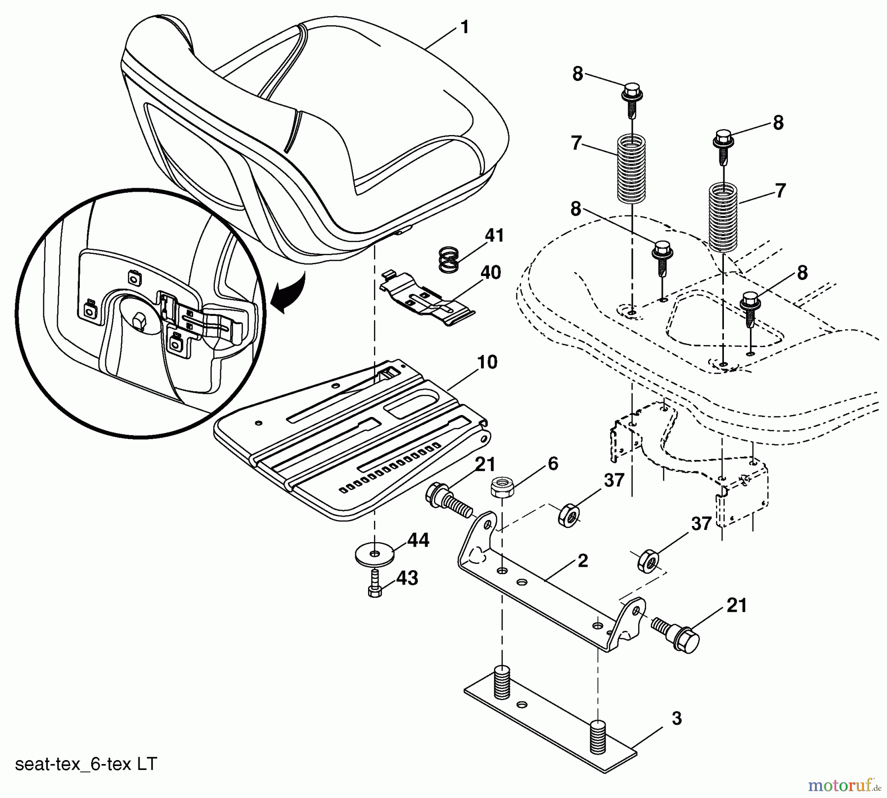 Husqvarna Rasen und Garten Traktoren LTH 18538 (96043010500) - Husqvarna Lawn Tractor (2010-04 & After) Seat Assembly