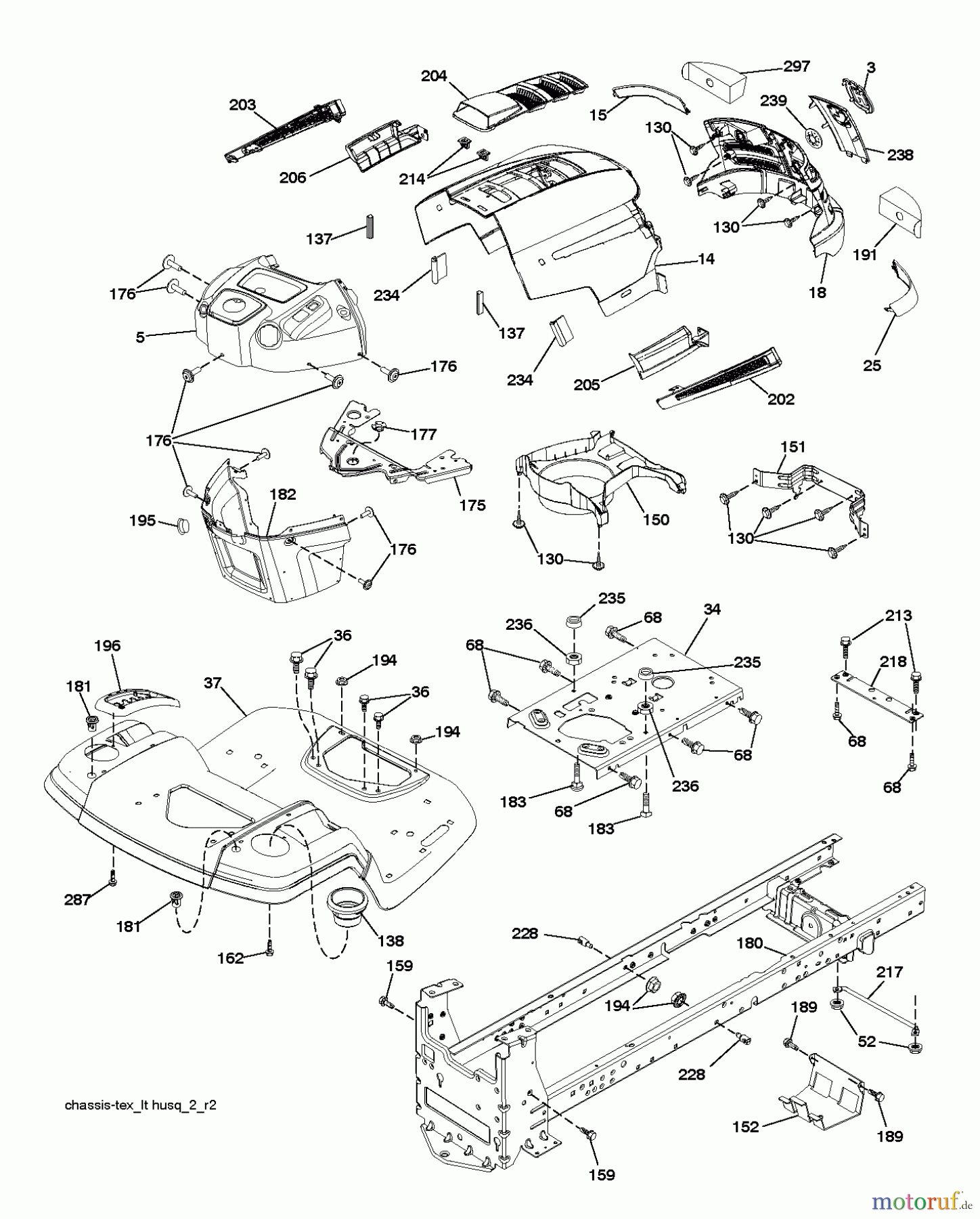 Husqvarna Rasen und Garten Traktoren LTH 18538 (96043013102) - Husqvarna Lawn Tractor (2011-06 & After) CHASSIS / FRAME
