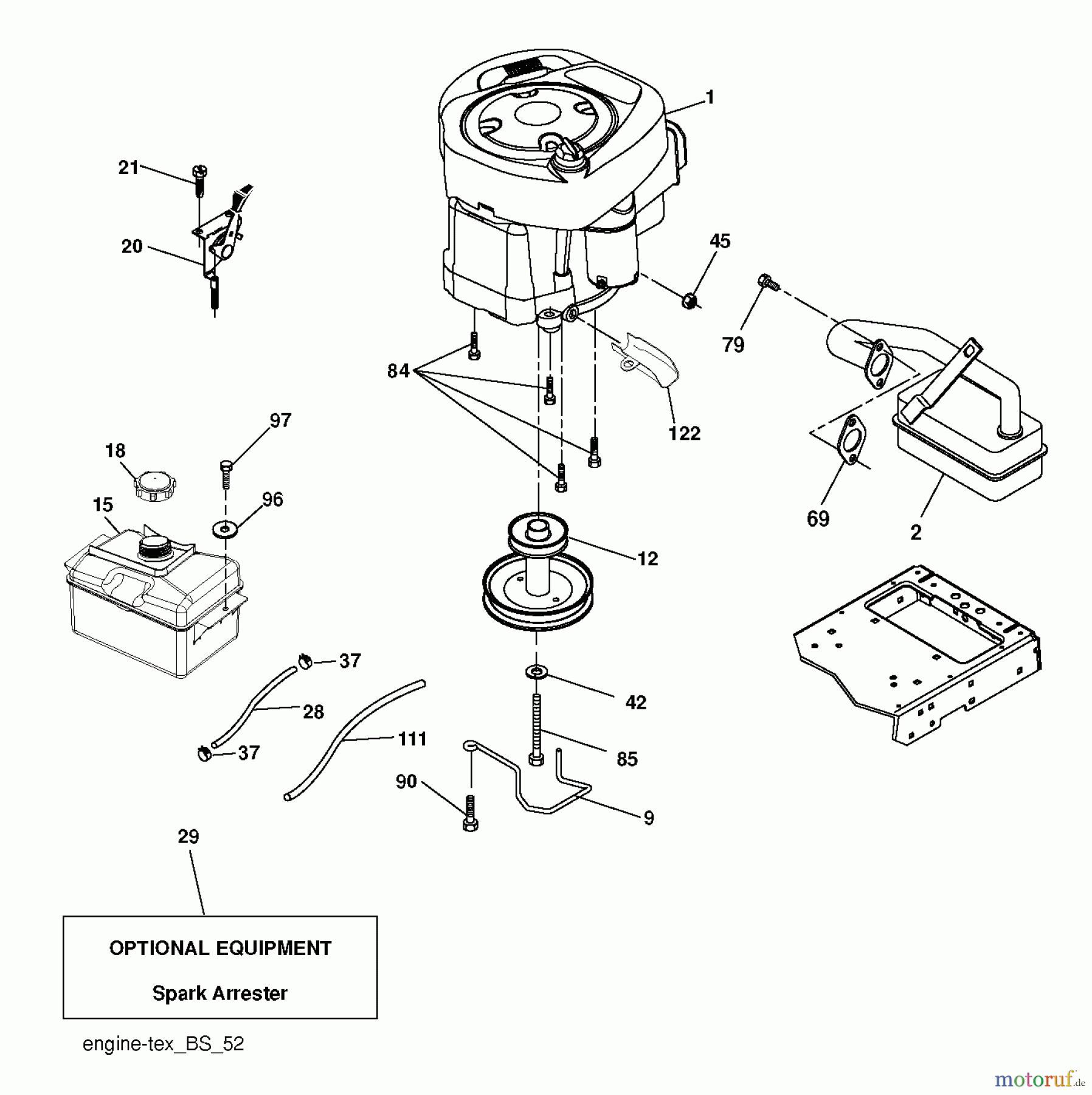 Husqvarna Rasen und Garten Traktoren LTH 18538 (96043013102) - Husqvarna Lawn Tractor (2011-06 & After) ENGINE