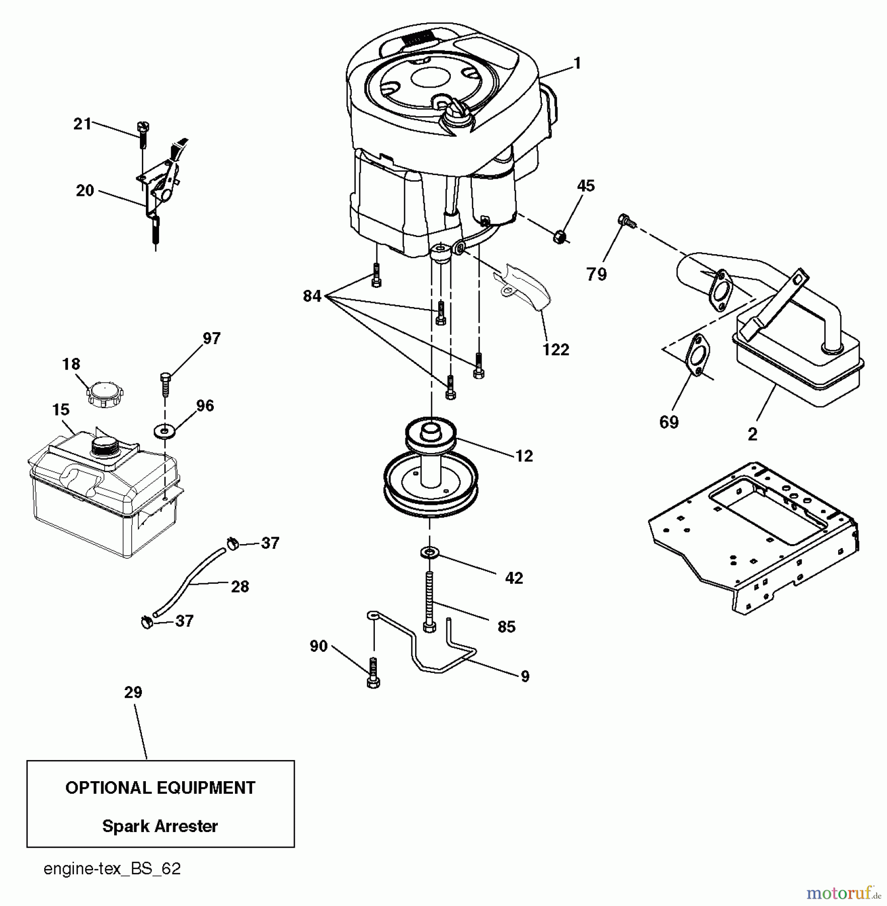 Husqvarna Rasen und Garten Traktoren LTH 18538 (96043013103) - Husqvarna Lawn Tractor (2011-08 & After) ENGINE