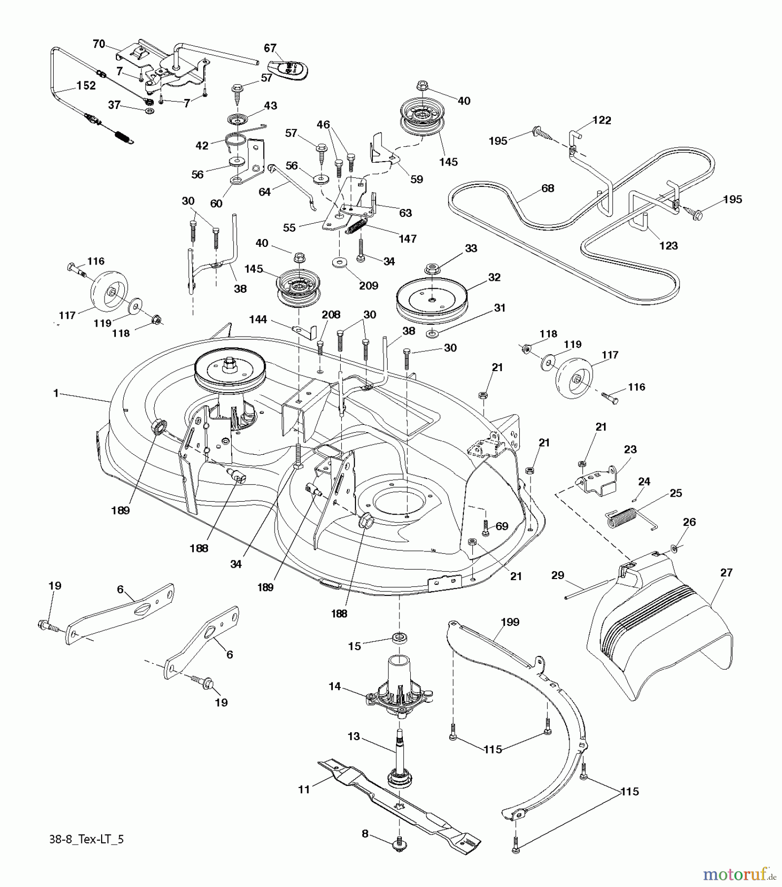 Husqvarna Rasen und Garten Traktoren LTH 18538 (96043013102) - Husqvarna Lawn Tractor (2011-06 & After) MOWER DECK / CUTTING DECK
