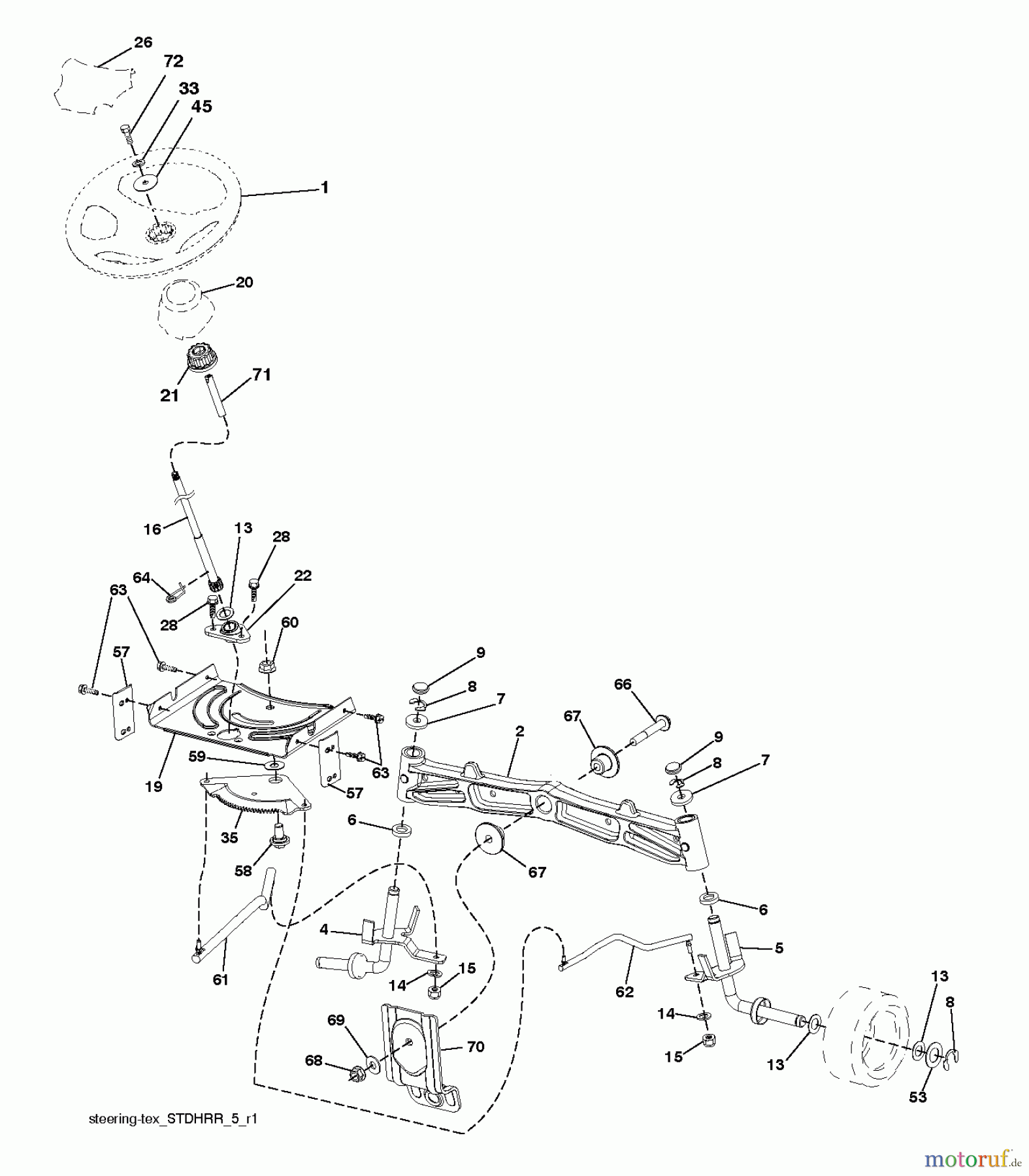 Husqvarna Rasen und Garten Traktoren LTH 18538 (96043013103) - Husqvarna Lawn Tractor (2011-08 & After) STEERING