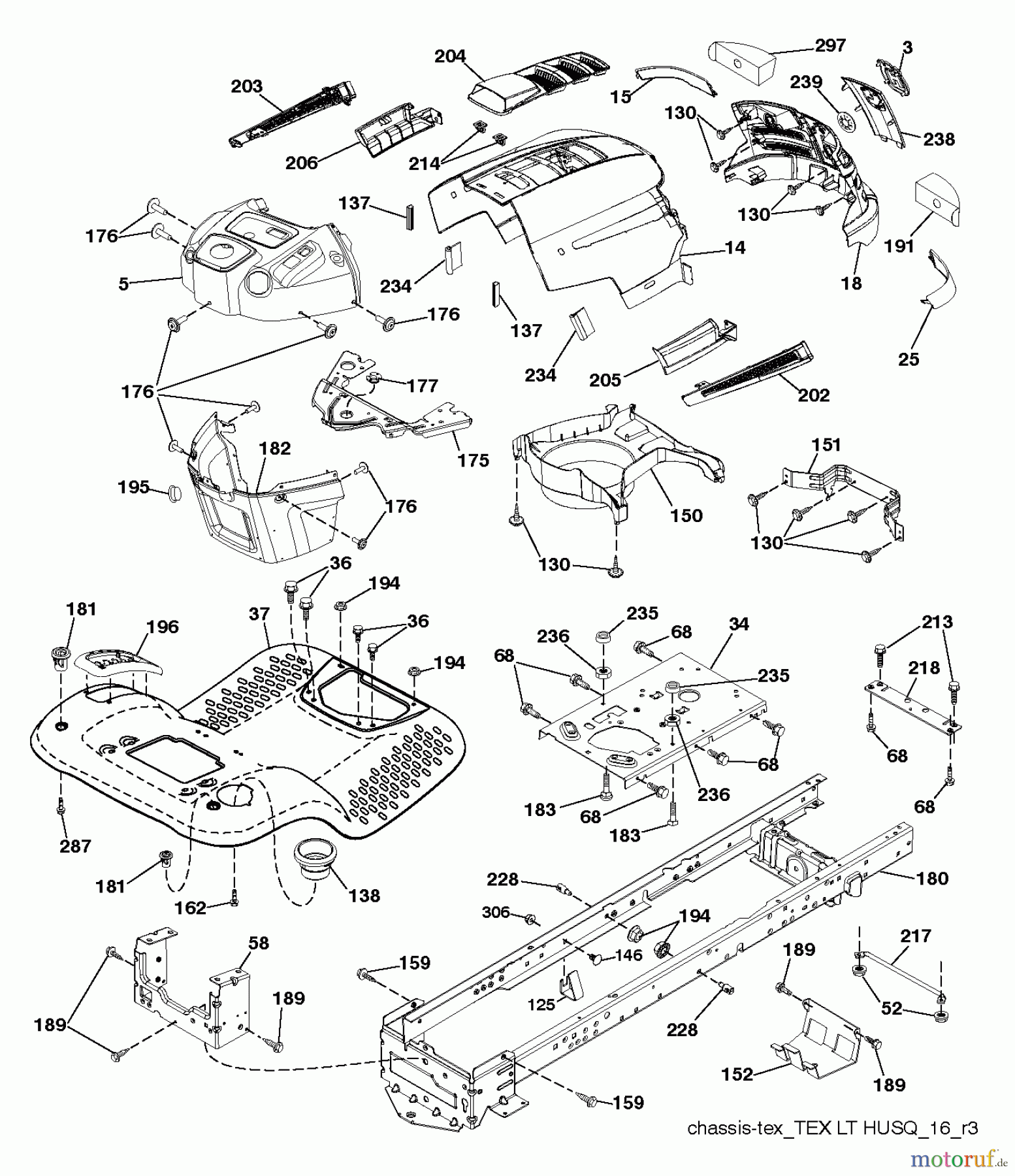Husqvarna Rasen und Garten Traktoren LTH 18538 (96043017100) - Husqvarna Lawn Tractor (2013-09) CHASSIS / FRAME