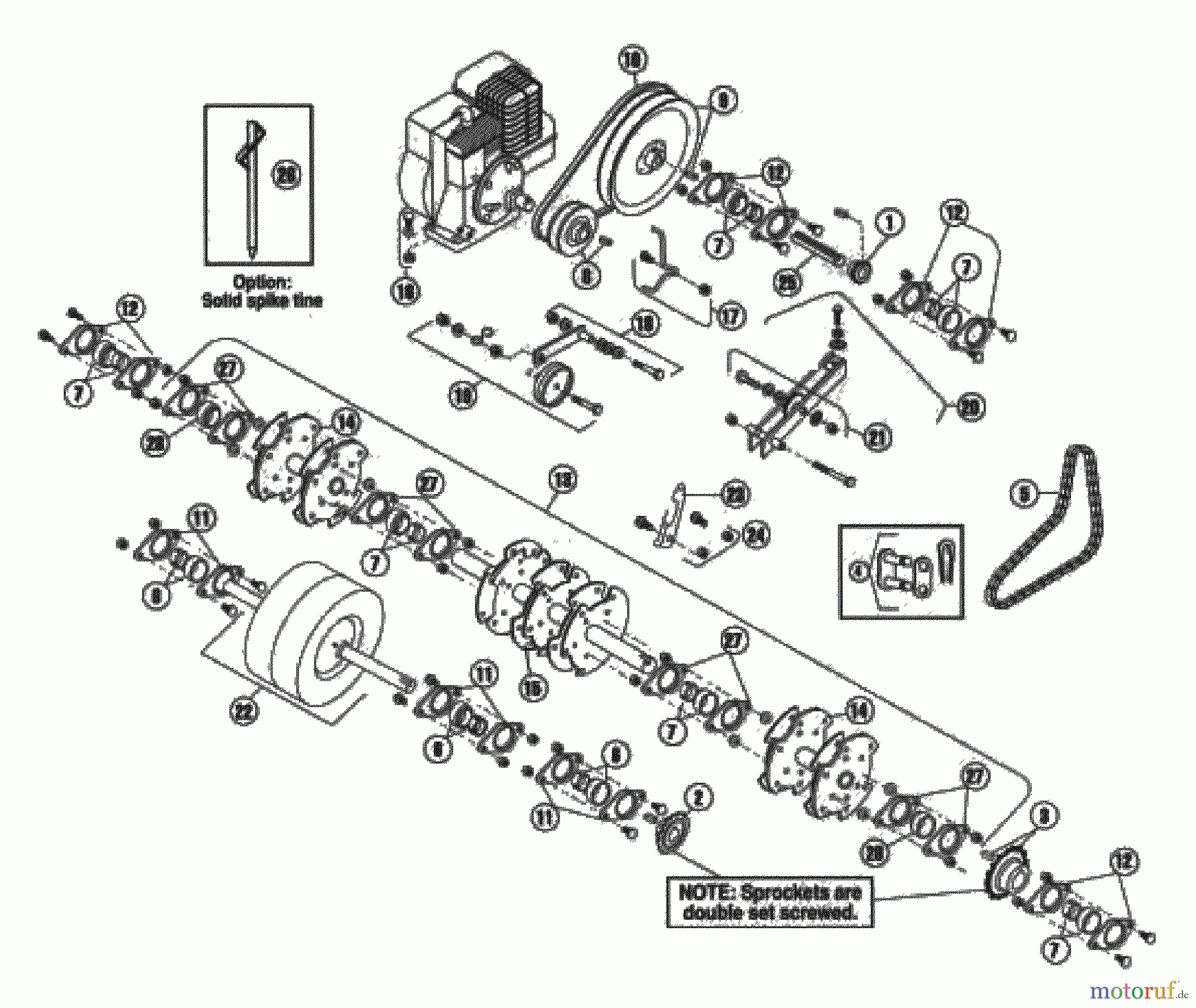 Husqvarna Belüfter / Vertikutierer / Rechen AR 25 - Husqvarna Aerator (2003-08 & After) Power Train And Tine Rotor