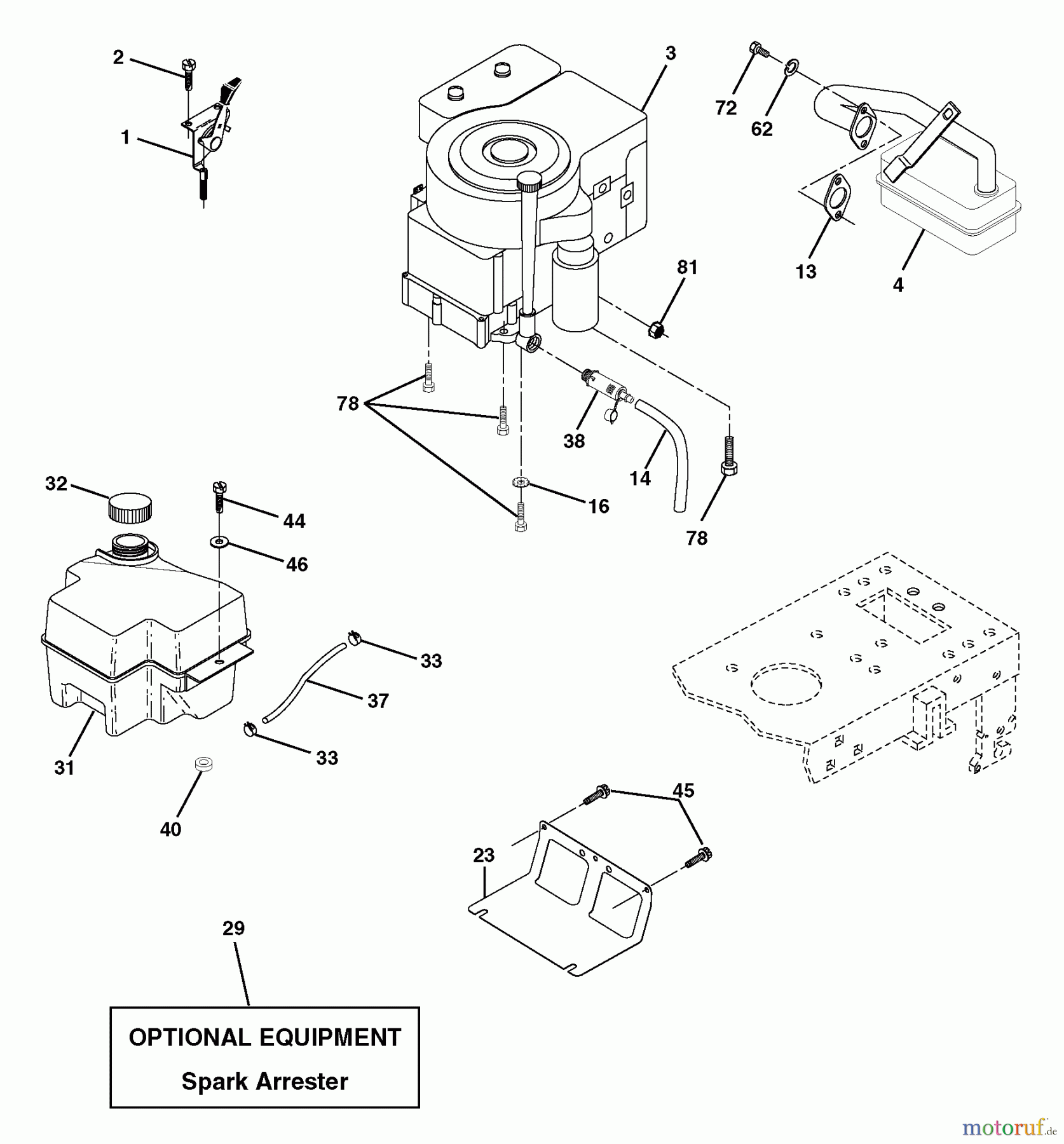 Husqvarna Rasen und Garten Traktoren LTH 18542C (954571731) - Husqvarna Lawn Tractor (2004-08 & After) Engine
