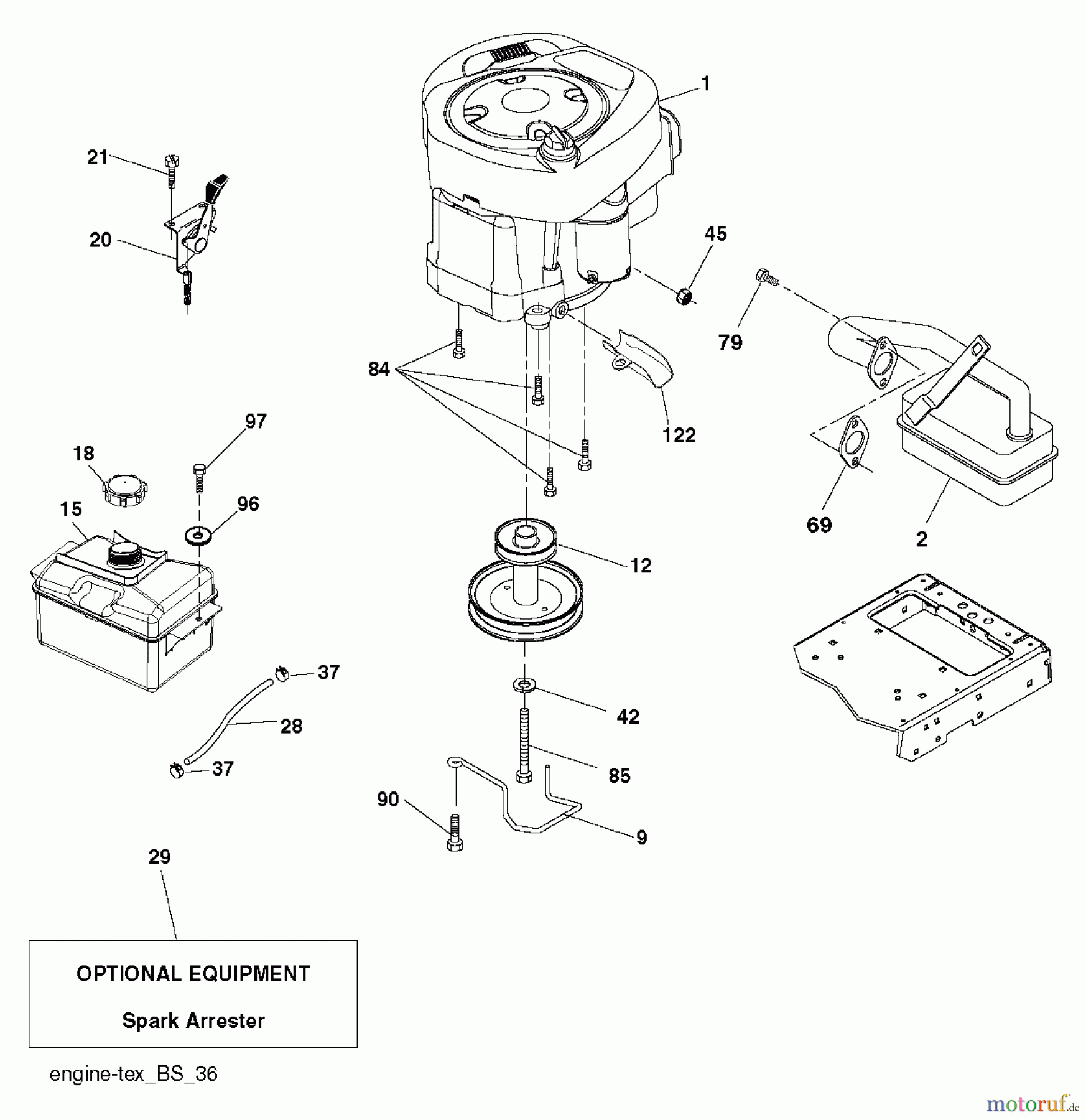 Husqvarna Rasen und Garten Traktoren LTH 19530 (96041016903) - Husqvarna Lawn Tractor (2011-06 & After) ENGINE