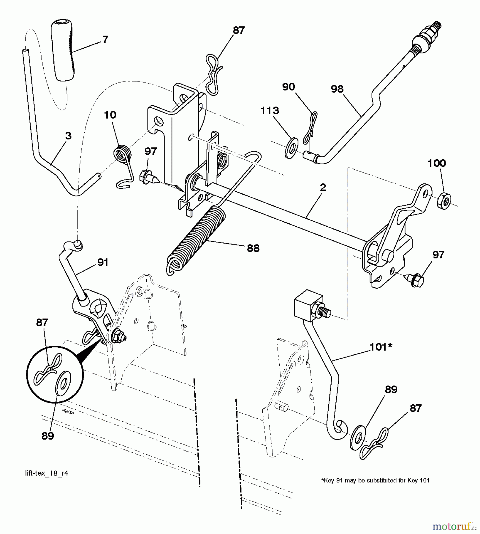 Husqvarna Rasen und Garten Traktoren LTH 19530 (96041016904) - Husqvarna Lawn Tractor (2013-05) MOWER LIFT / DECK LIFT