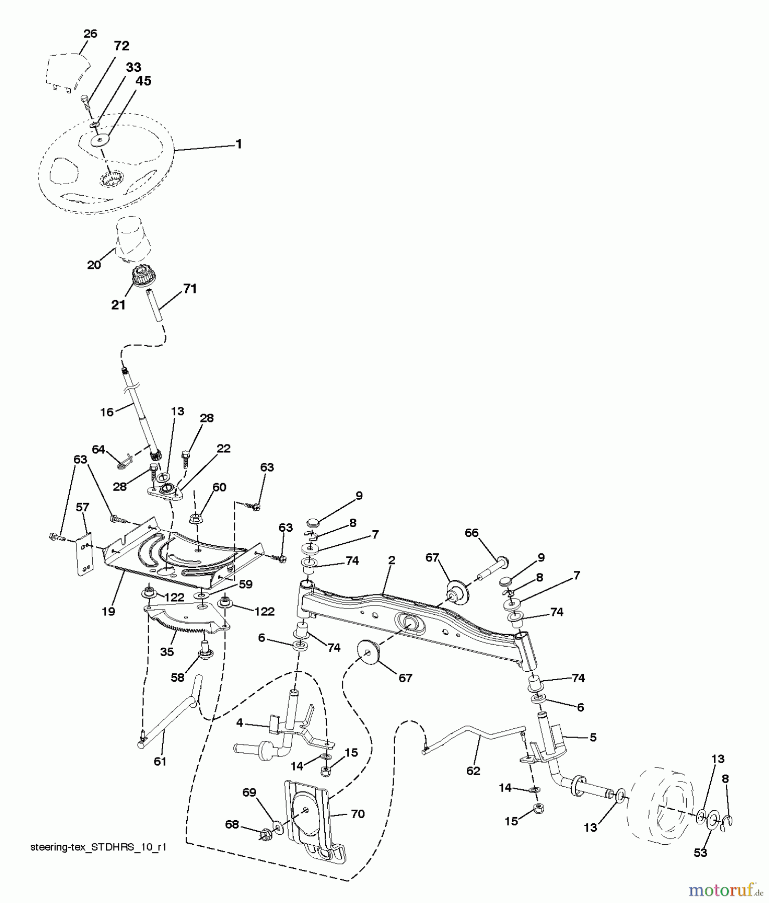 Husqvarna Rasen und Garten Traktoren LTH 19530 (96041016904) - Husqvarna Lawn Tractor (2013-05) STEERING