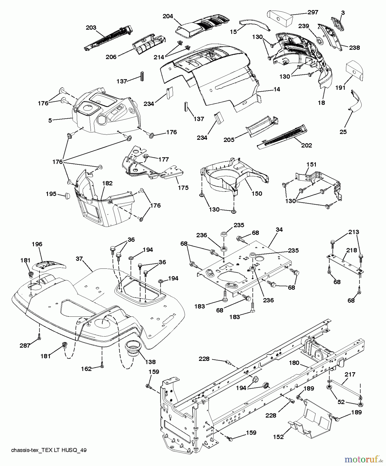 Husqvarna Rasen und Garten Traktoren LTH 18538 (96043013103) - Husqvarna Lawn Tractor (2011-08 & After) CHASSIS / FRAME