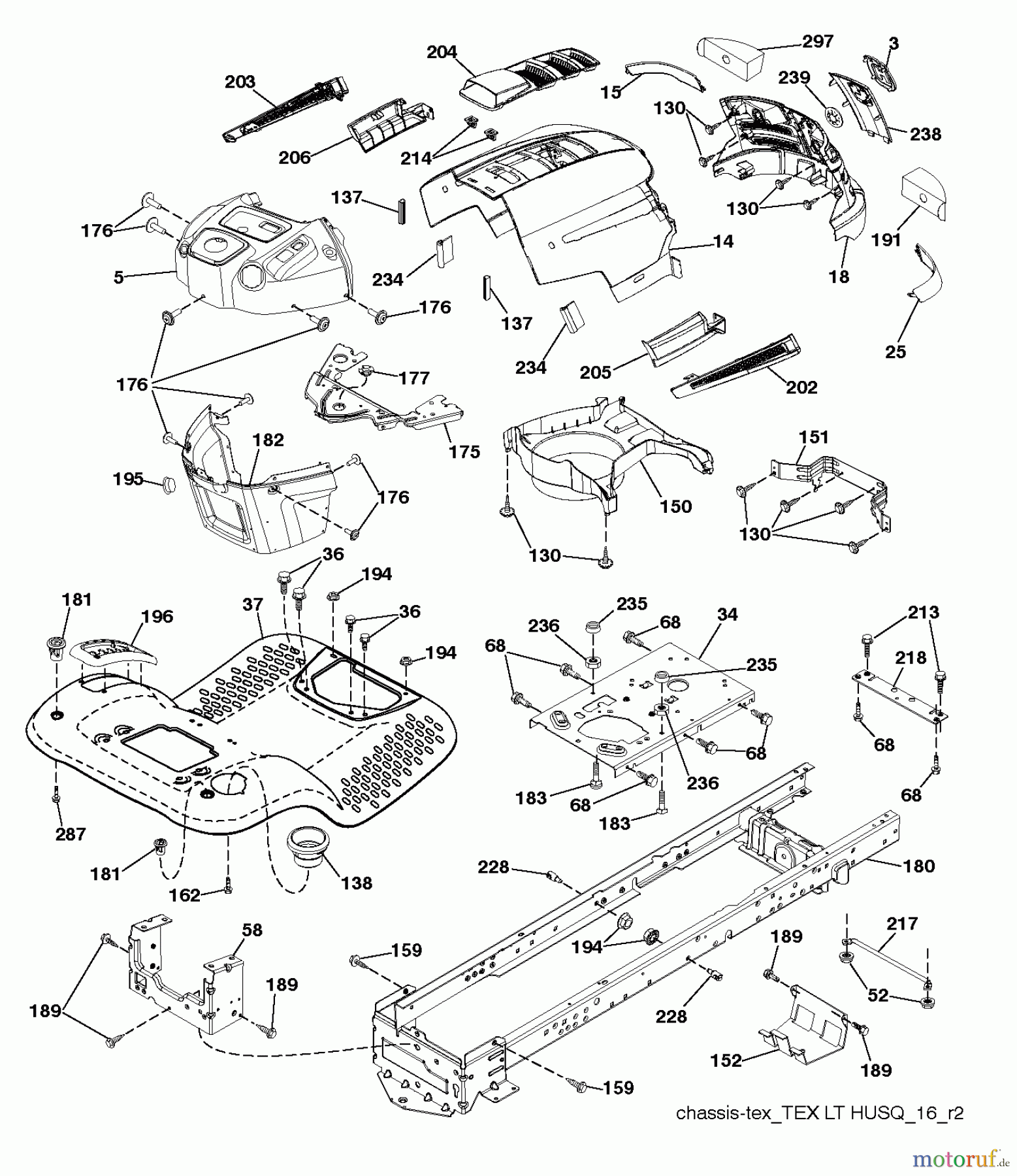 Husqvarna Rasen und Garten Traktoren LTH 2038 (96043015401) - Husqvarna Lawn Tractor (2013-03 & After) CHASSIS / FRAME