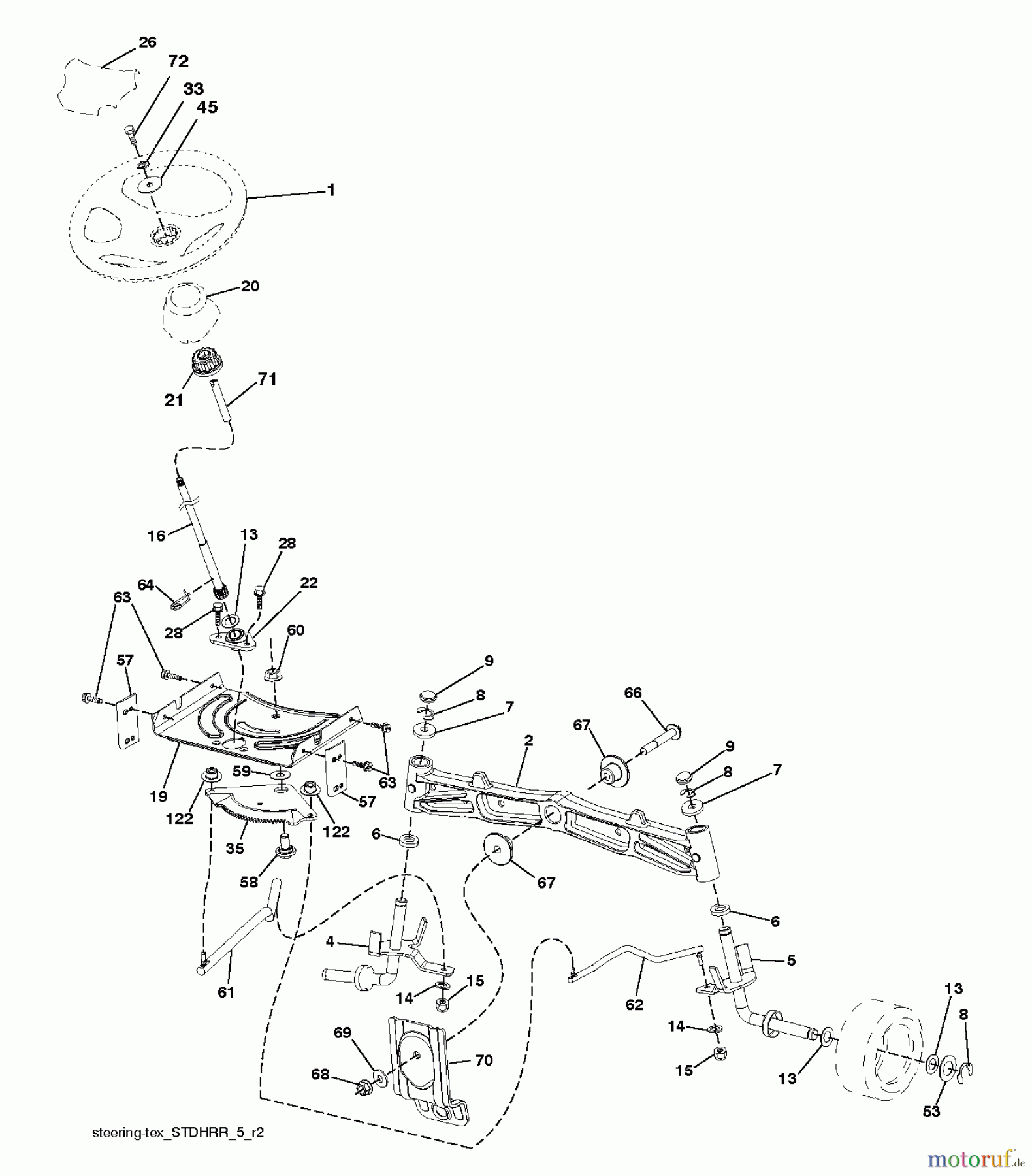 Husqvarna Rasen und Garten Traktoren LTH 2038 (96043014500) - Husqvarna Lawn Tractor (2012-08 & After) STEERING