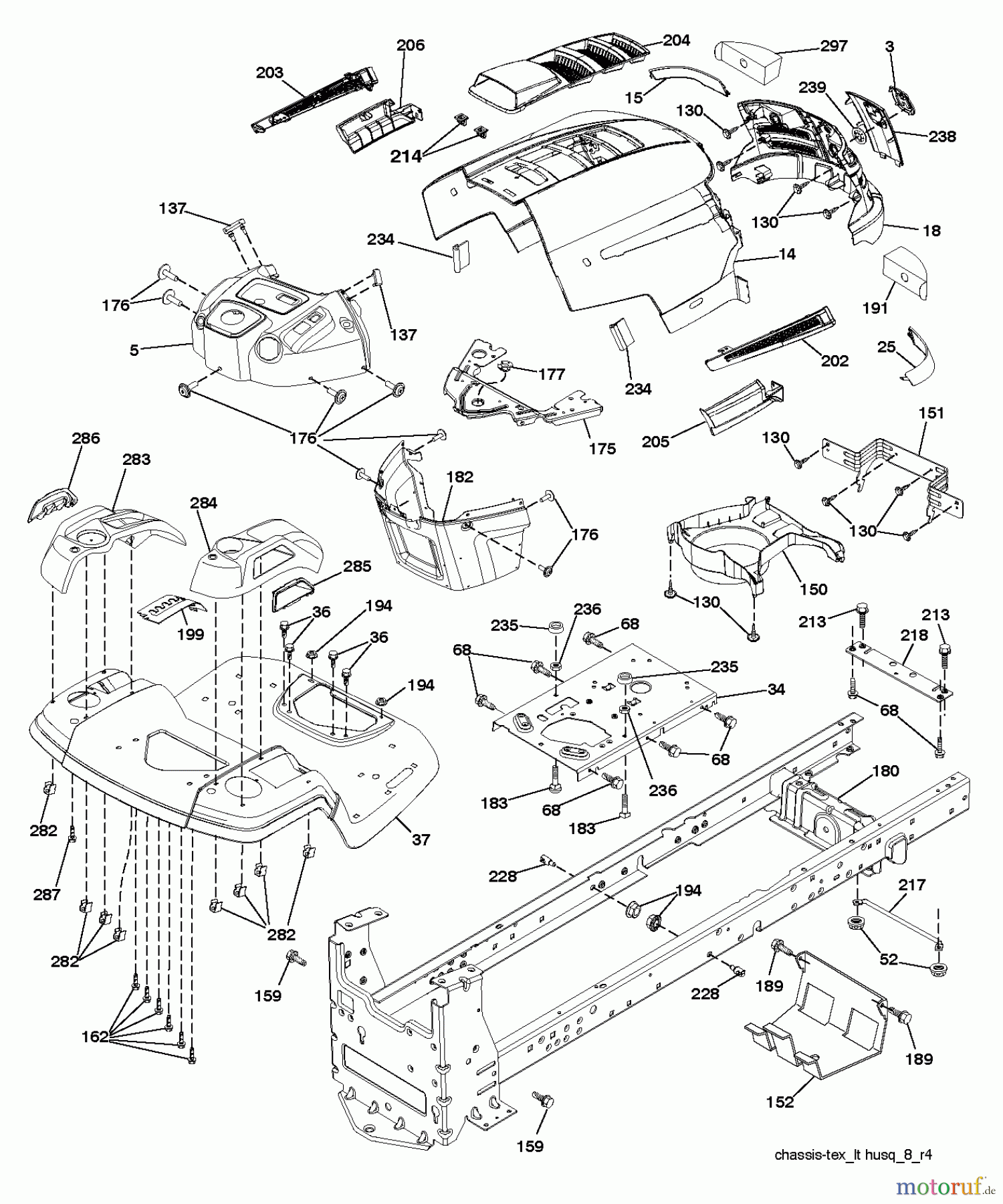 Husqvarna Rasen und Garten Traktoren LTH 2038 (96041017102) - Husqvarna Lawn Tractor (2011-07 & After) CHASSIS ENCLOSURES