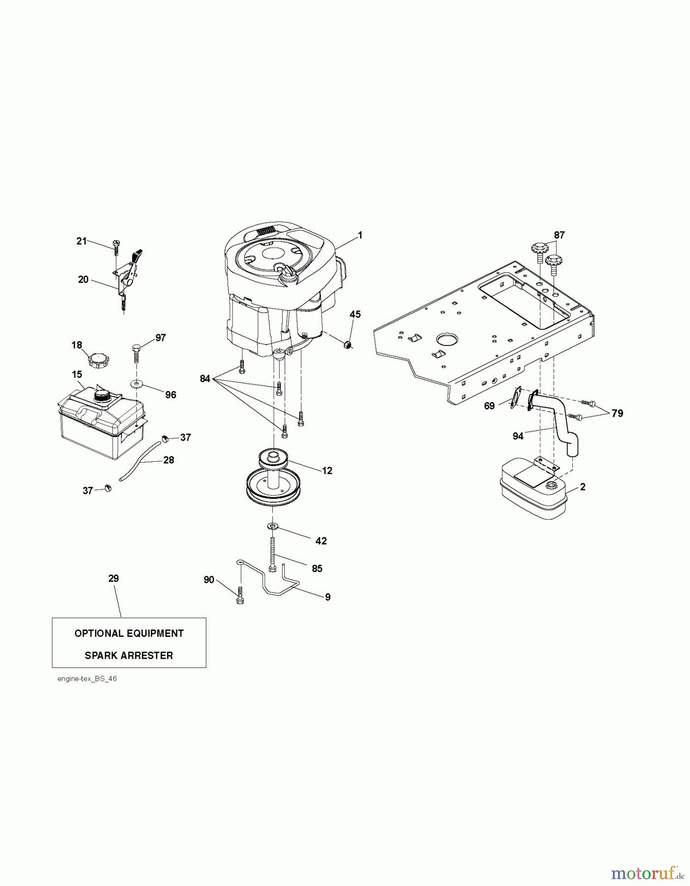 Husqvarna Rasen und Garten Traktoren LTH 2038R (96041028301) - Husqvarna Lawn Tractor (2013-05) ENGINE