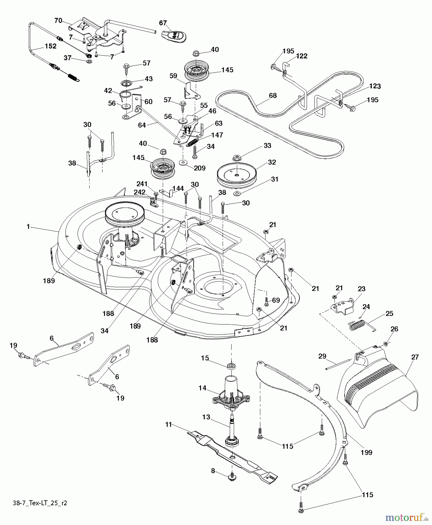 Husqvarna Rasen und Garten Traktoren LTH 2038R (96041028301) - Husqvarna Lawn Tractor (2013-05) MOWER DECK / CUTTING DECK