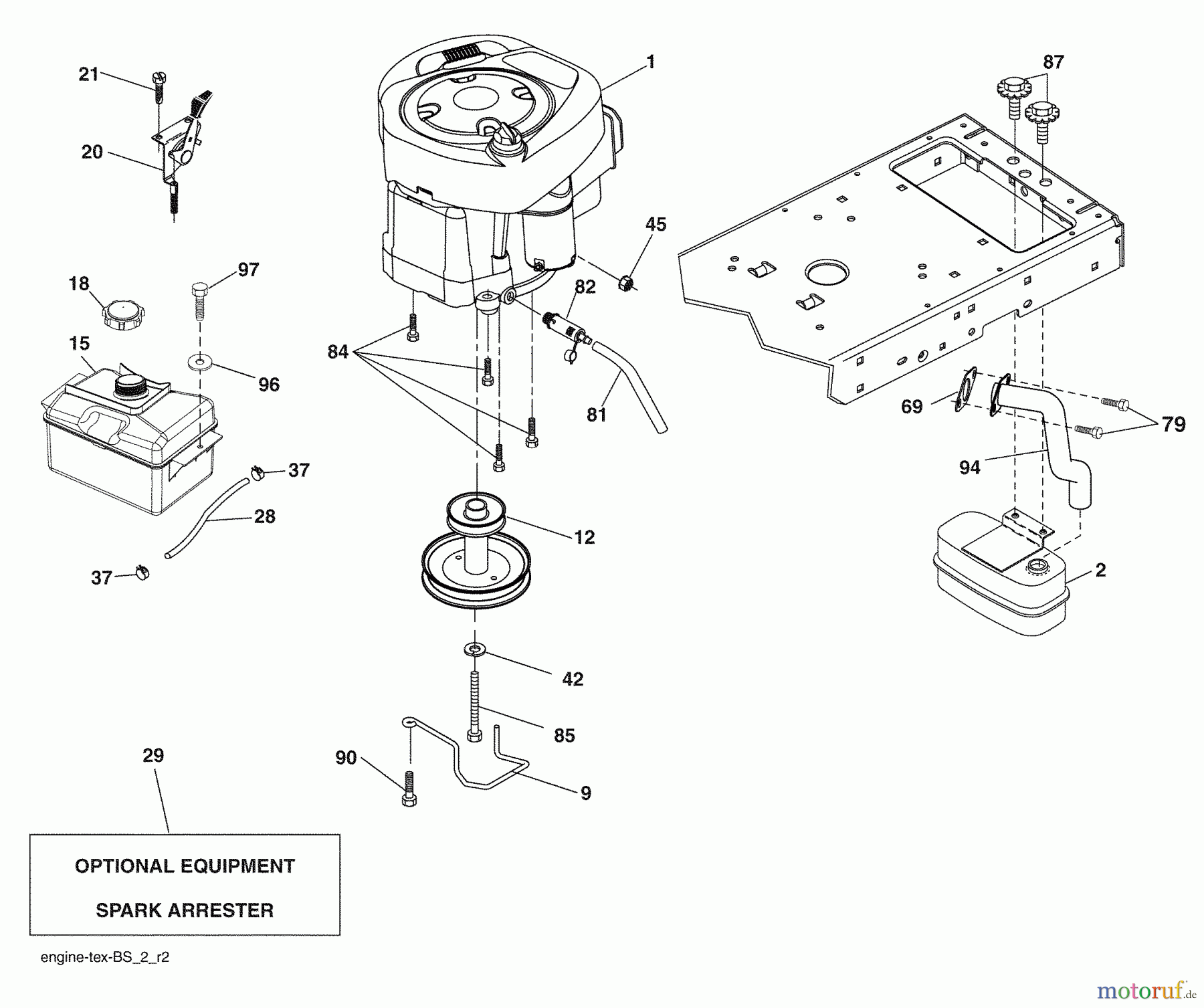 Husqvarna Rasen und Garten Traktoren LTH 2042 (96043009200) - Husqvarna Lawn Tractor (2009-10 & After) Engine