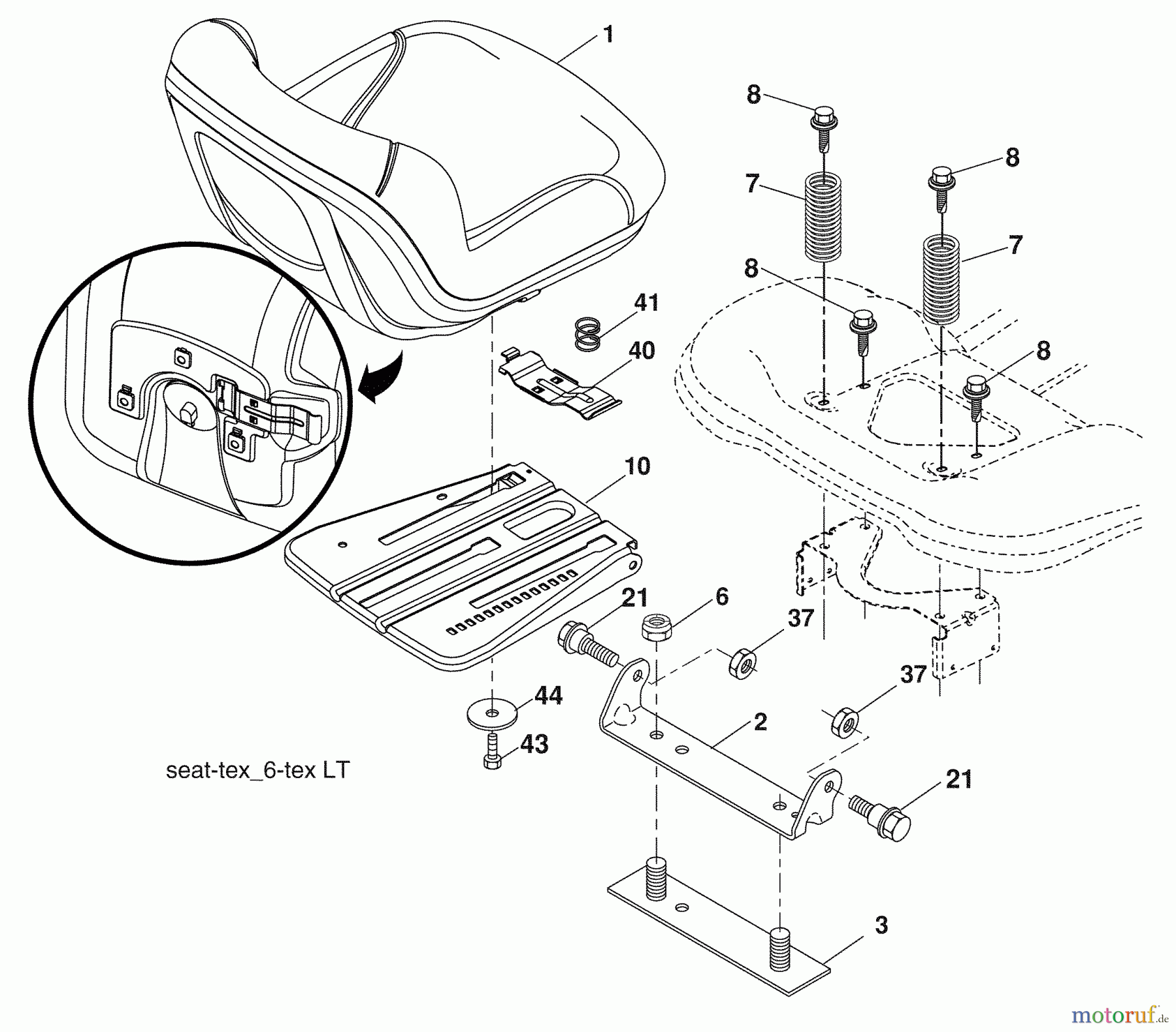Husqvarna Rasen und Garten Traktoren LTH 2042 (96043009200) - Husqvarna Lawn Tractor (2009-10 & After) Seat Assembly