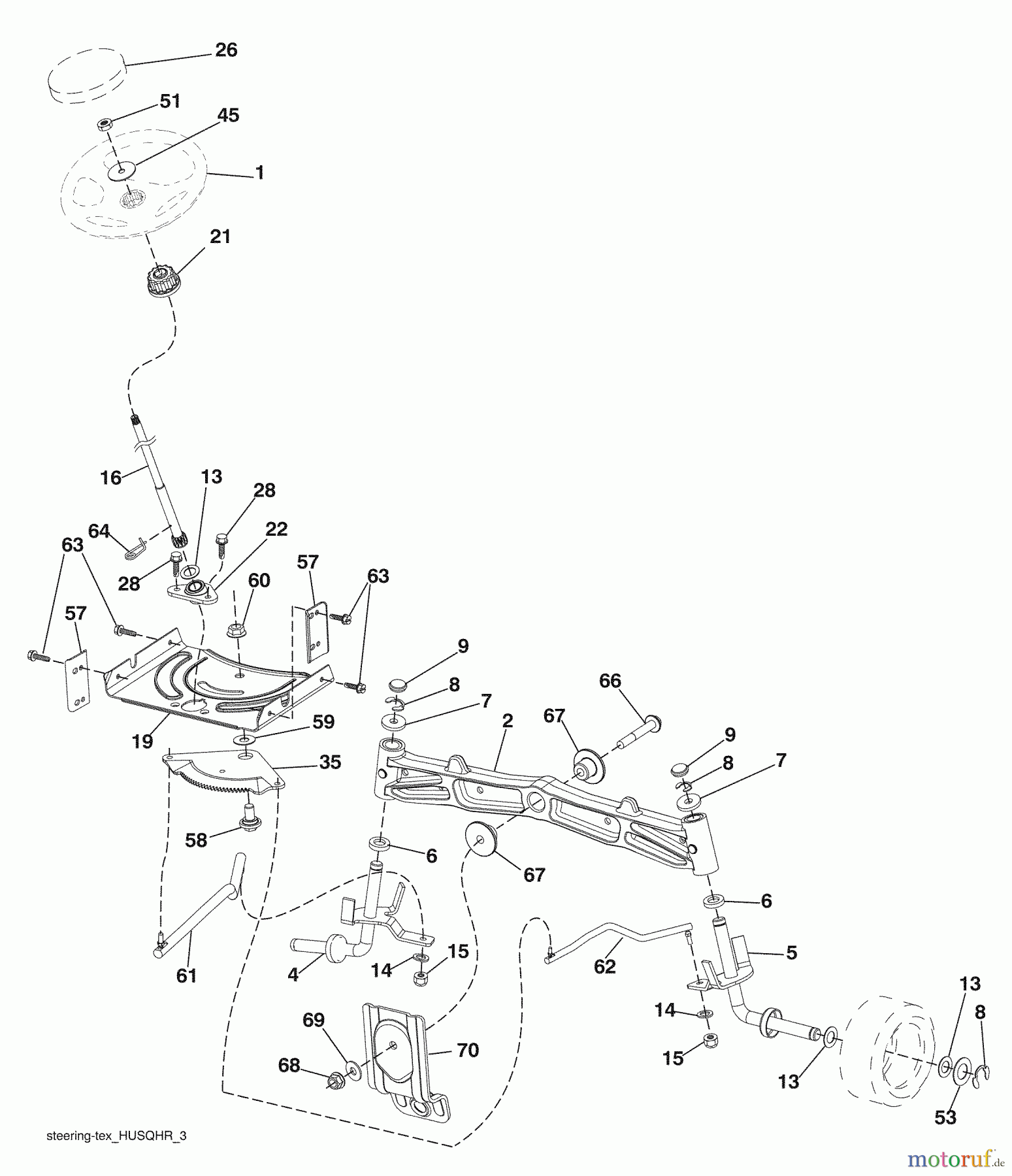 Husqvarna Rasen und Garten Traktoren LTH 2042 (96043009200) - Husqvarna Lawn Tractor (2009-10 & After) Steering Assembly