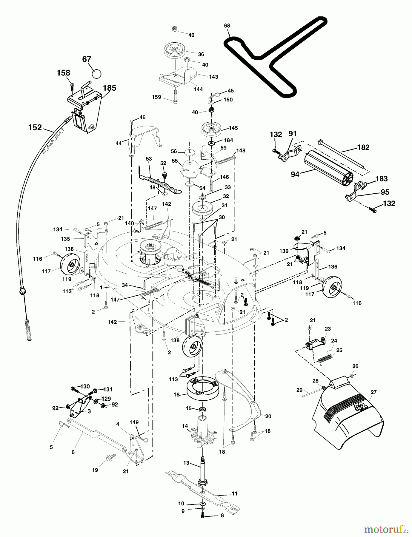 Husqvarna Rasen und Garten Traktoren LTH 2042A (954571953) - Husqvarna Lawn Tractor (2003-12 & After) Mower Deck