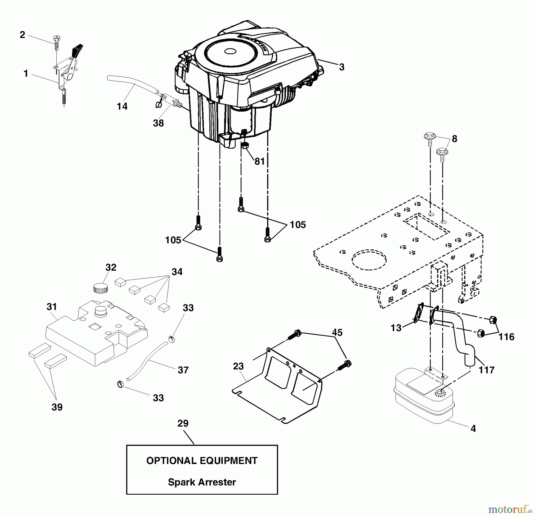 Husqvarna Rasen und Garten Traktoren LTH 2042B (954571953) - Husqvarna Lawn Tractor (2004-01 & After) Engine