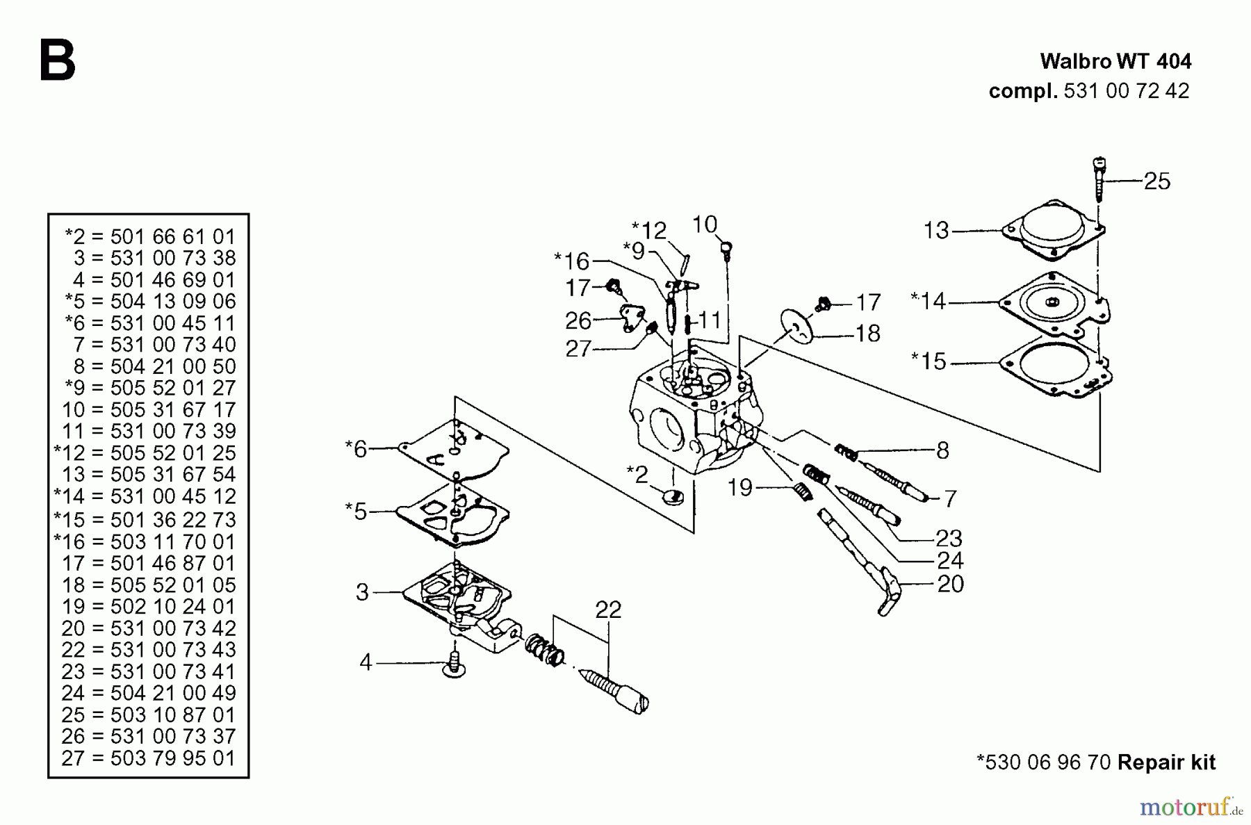Jonsered Motorsägen 2033 - Jonsered Chainsaw (1998-03) CARBURETOR DETAILS