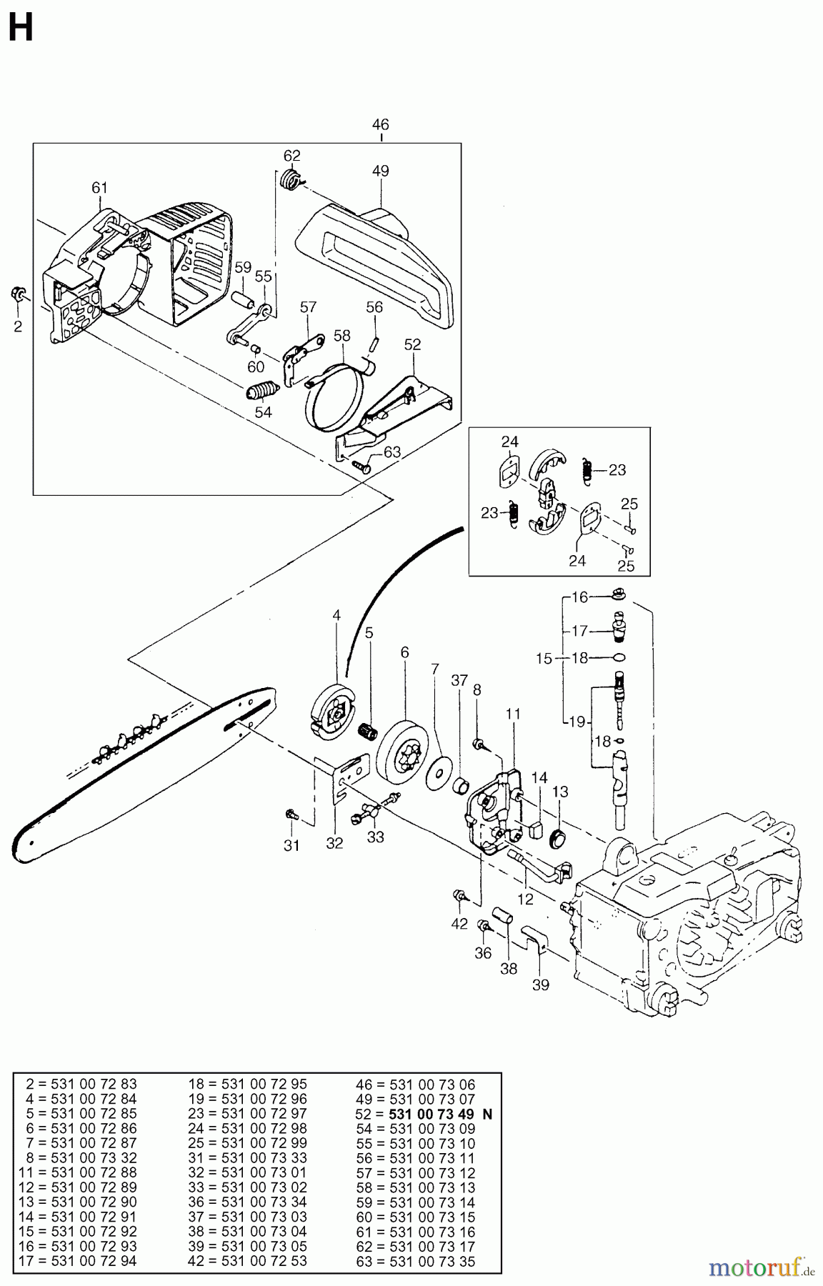  Jonsered Motorsägen 2033 - Jonsered Chainsaw (2000-08) CHAIN BRAKE