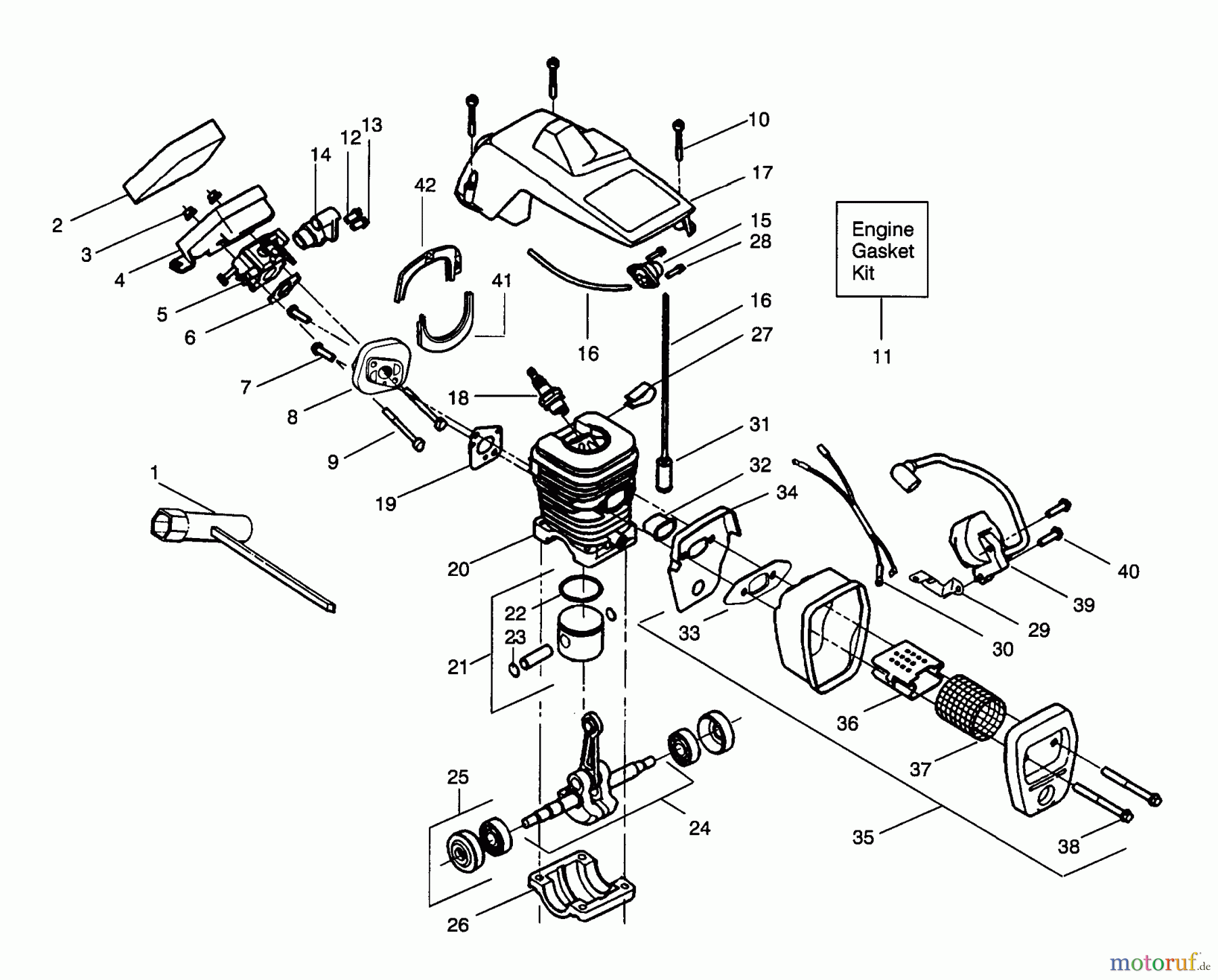Jonsered Motorsägen 2035 - Jonsered Chainsaw (1998-09) CYLINDER PISTON MUFFLER