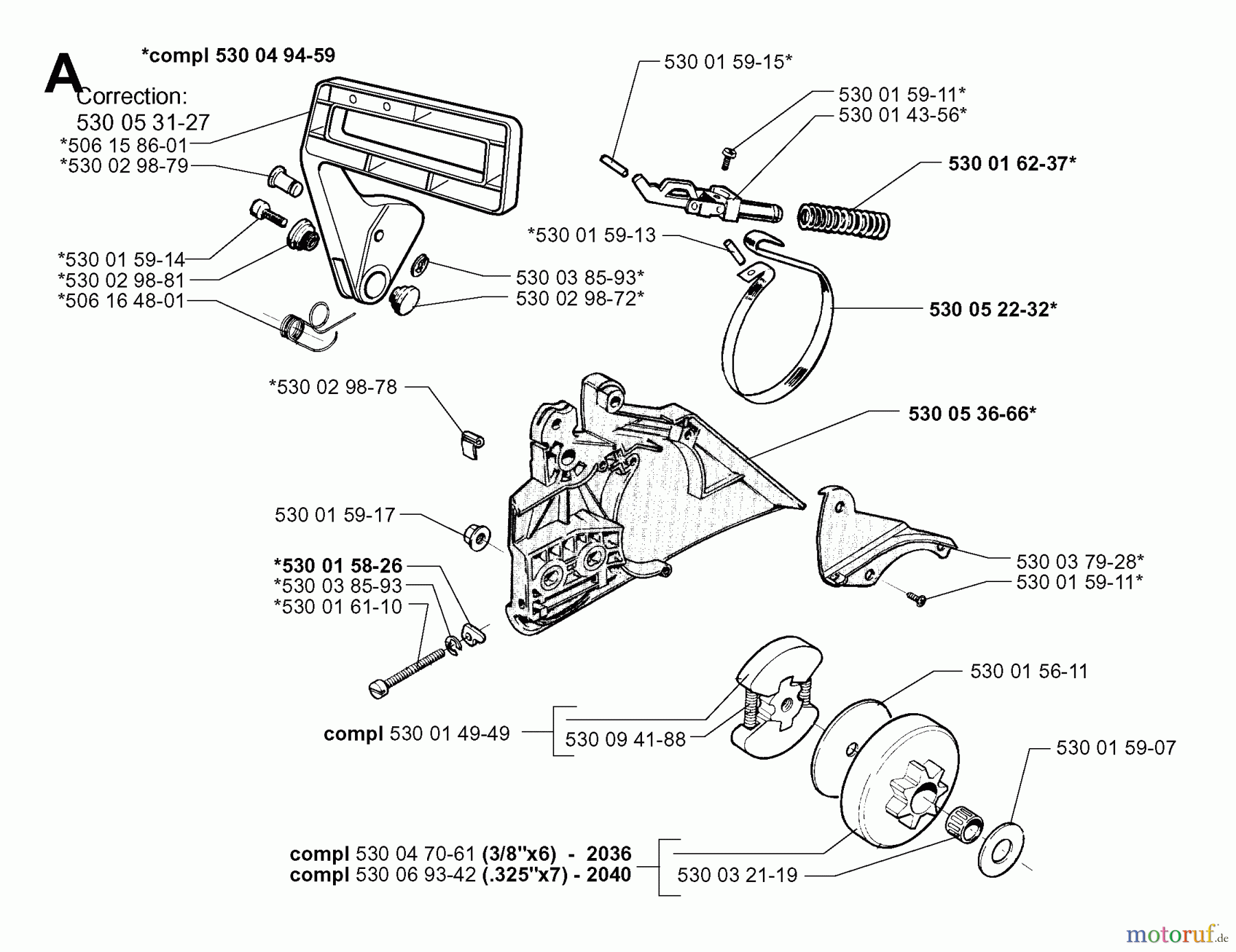 Jonsered Motorsägen 2036 - Jonsered Chainsaw (1998-10) CHAIN BRAKE CLUTCH COVER