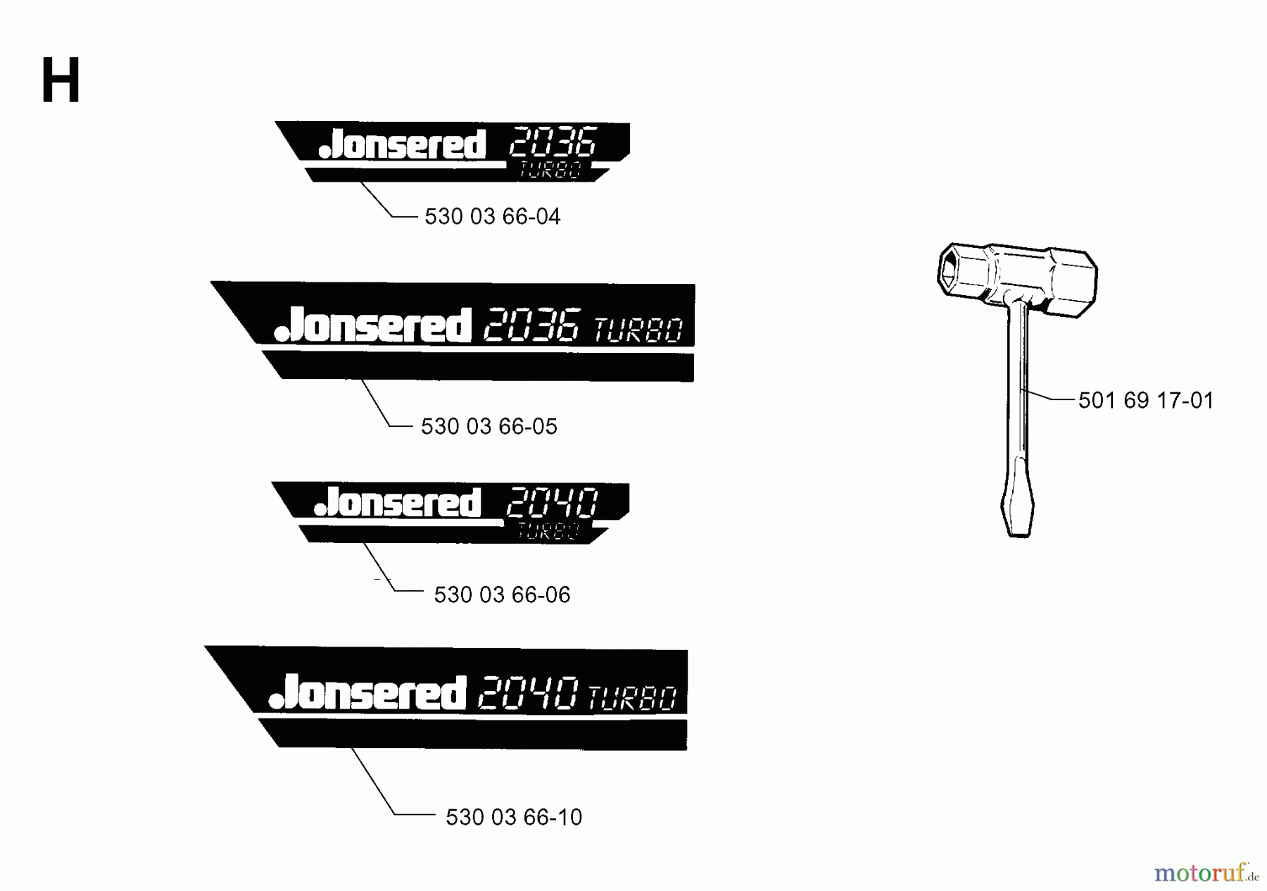 Jonsered Motorsägen 2036 - Jonsered Chainsaw (1998-10) DECALS