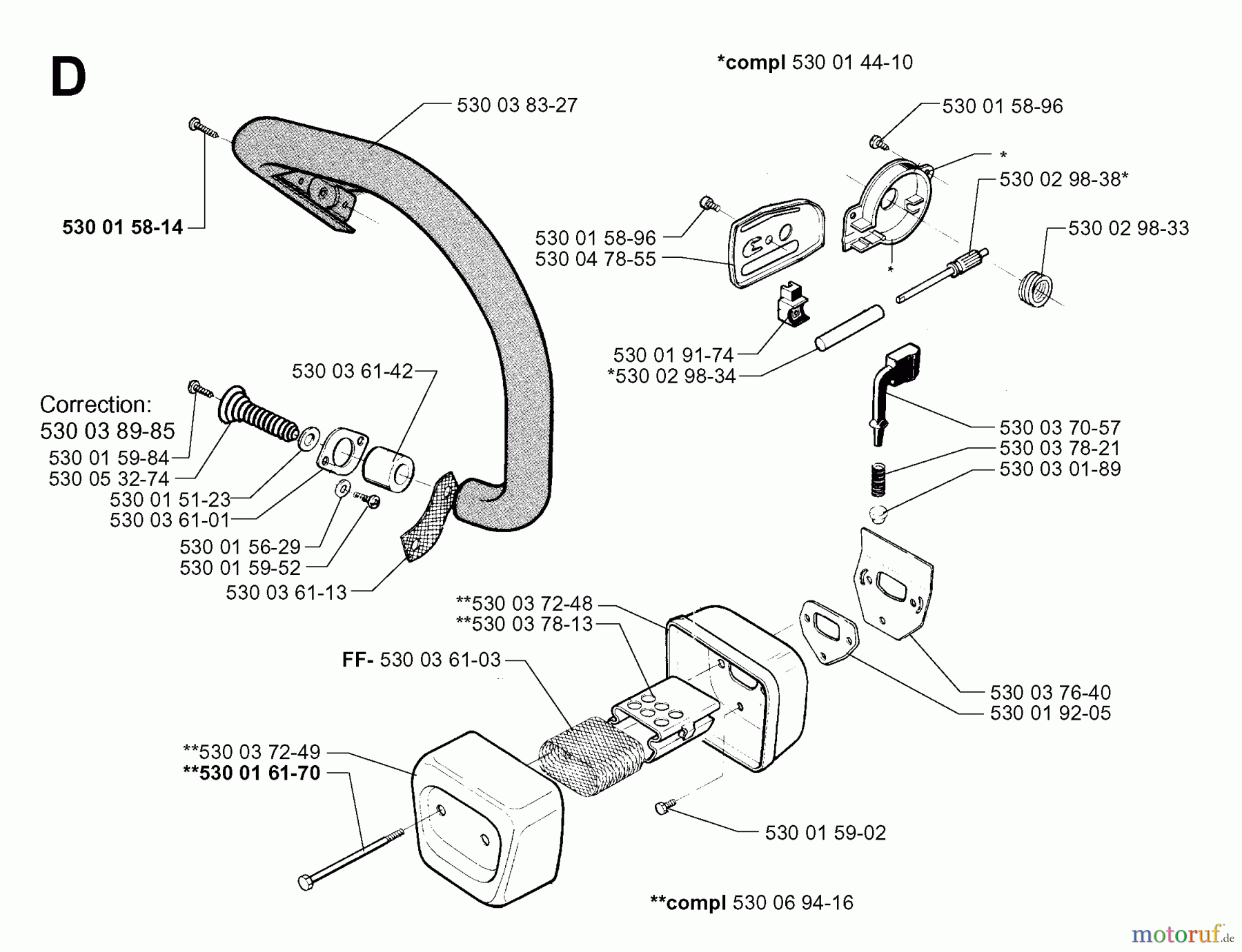 Jonsered Motorsägen 2036 - Jonsered Chainsaw (1998-10) FRONT HANDLE MUFFLER OIL PUMP