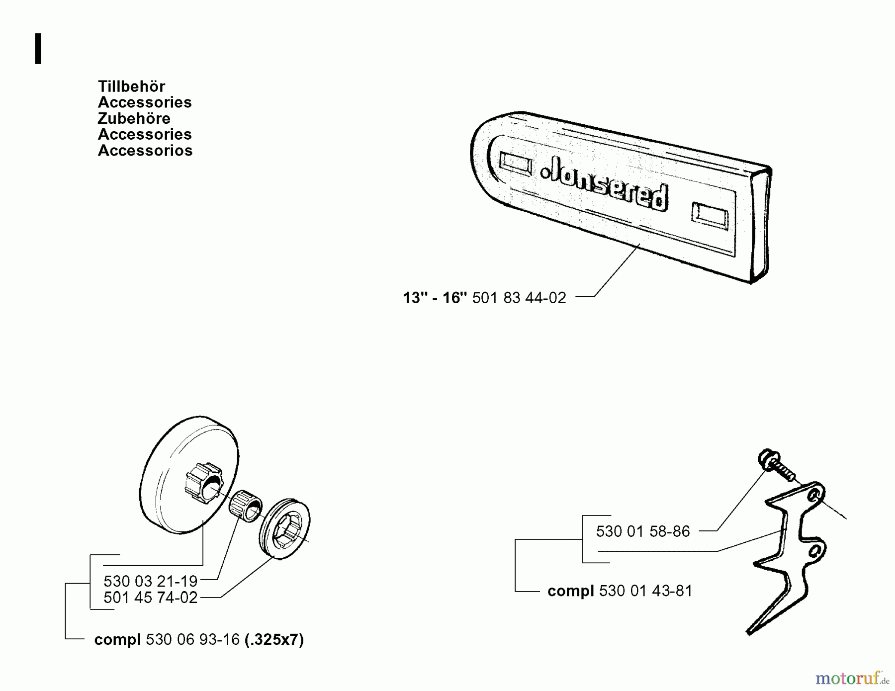  Jonsered Motorsägen 2040 - Jonsered Chainsaw (2002-01) ACCESSORIES