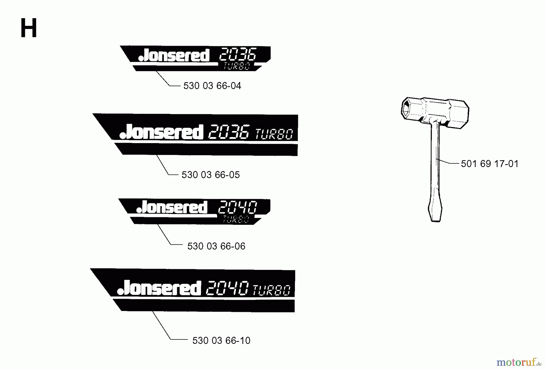 Jonsered Motorsägen 2036 - Jonsered Chainsaw (2002-01) DECALS