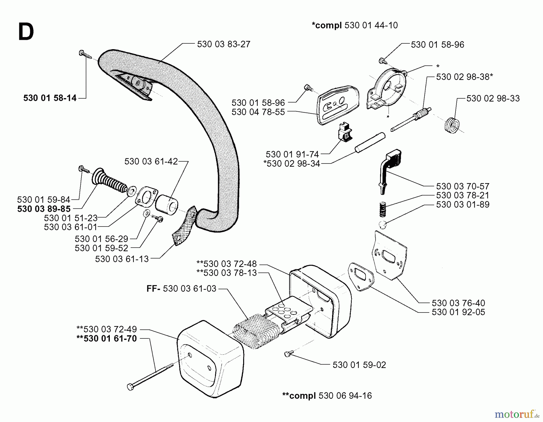 Jonsered Motorsägen 2036 - Jonsered Chainsaw (2002-01) FRONT HANDLE MUFFLER OIL PUMP