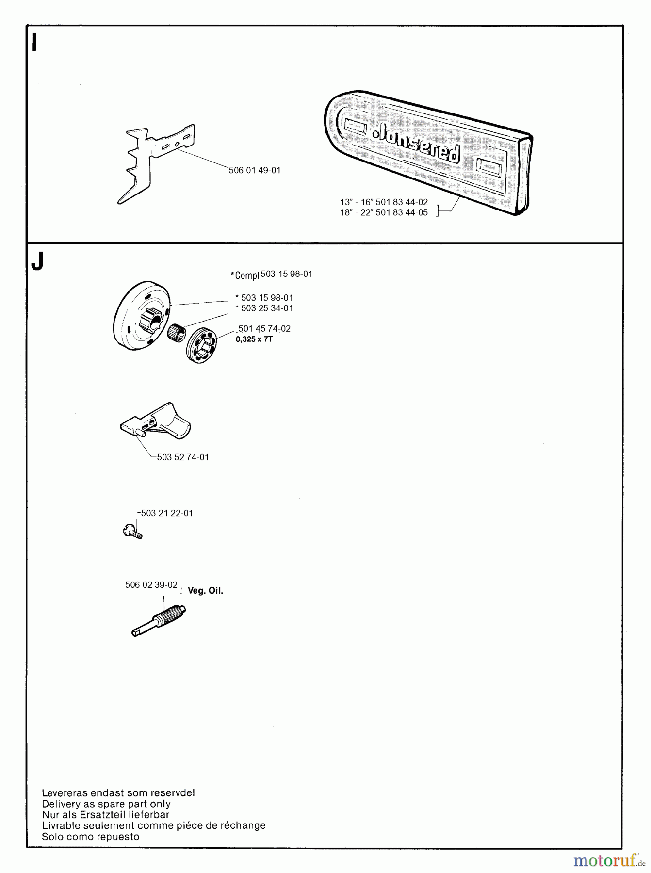  Jonsered Motorsägen 2050 - Jonsered Chainsaw (1993-05) ACCESSORIES
