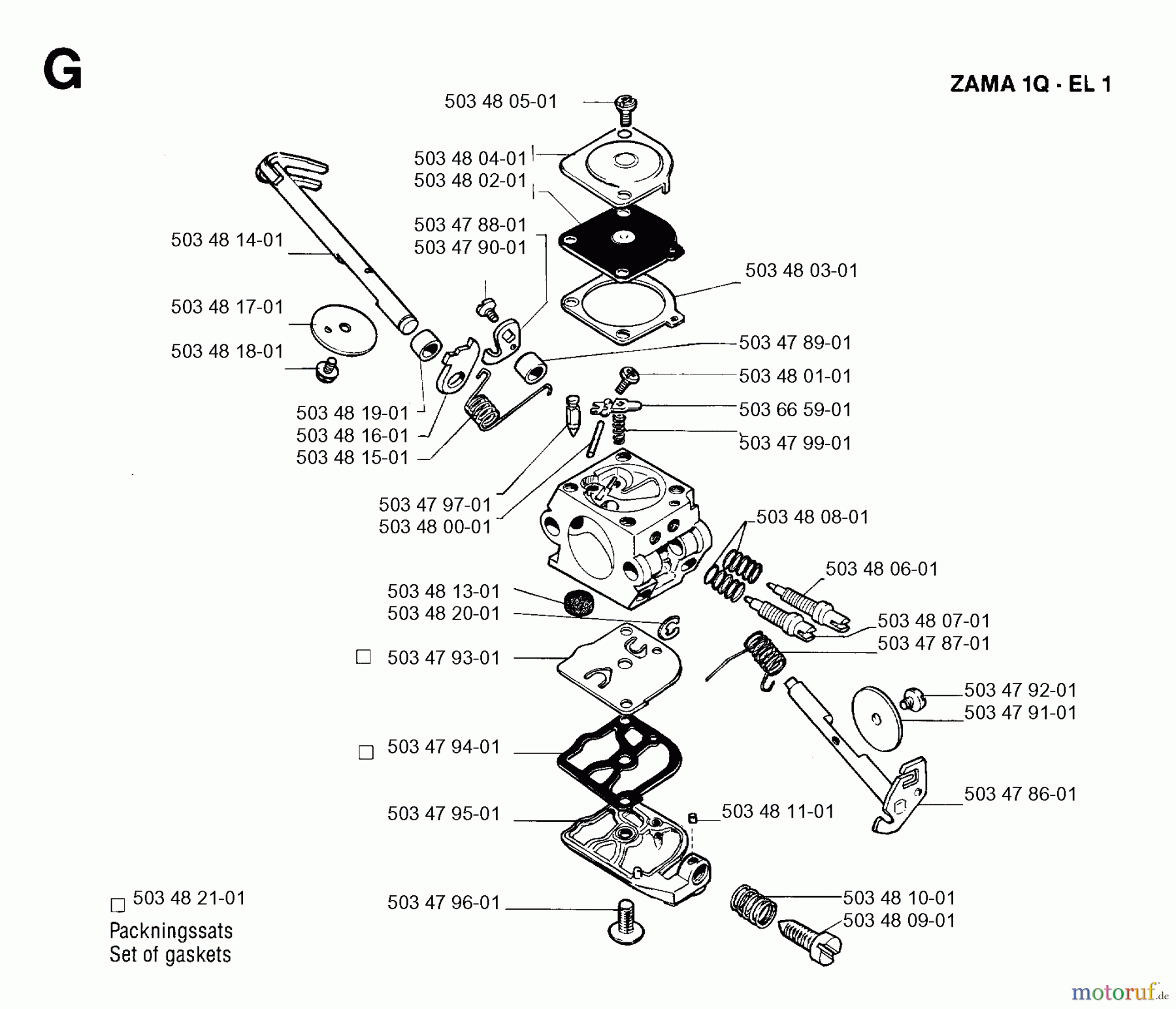 Jonsered Motorsägen 2041 - Jonsered Chainsaw (1993-05) CARBURETOR DETAILS