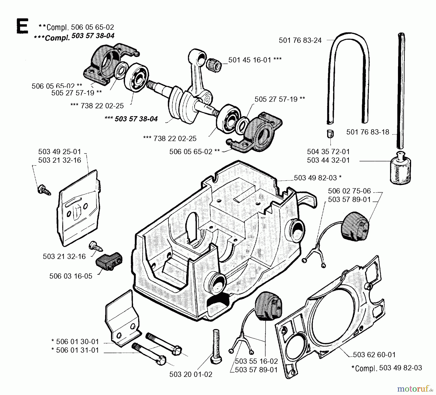  Jonsered Motorsägen 2050 - Jonsered Chainsaw (1993-05) CRANKCASE