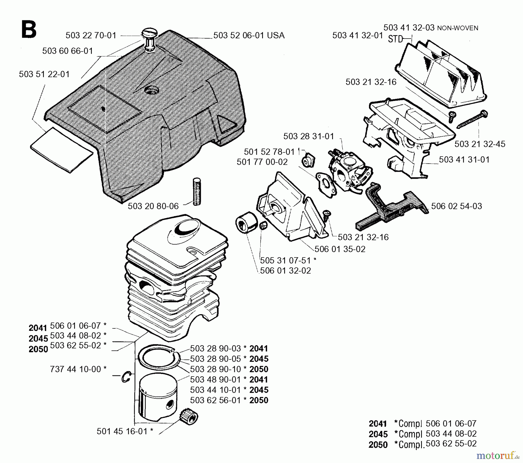 Jonsered Motorsägen 2050 - Jonsered Chainsaw (1993-05) CYLINDER PISTON