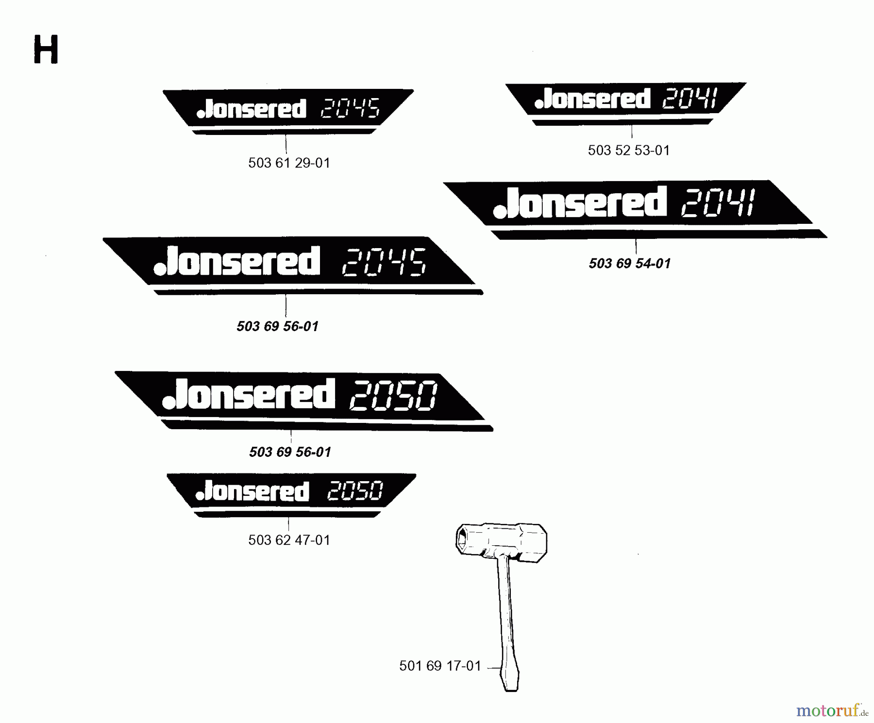 Jonsered Motorsägen 2050 - Jonsered Chainsaw (1993-05) DECALS