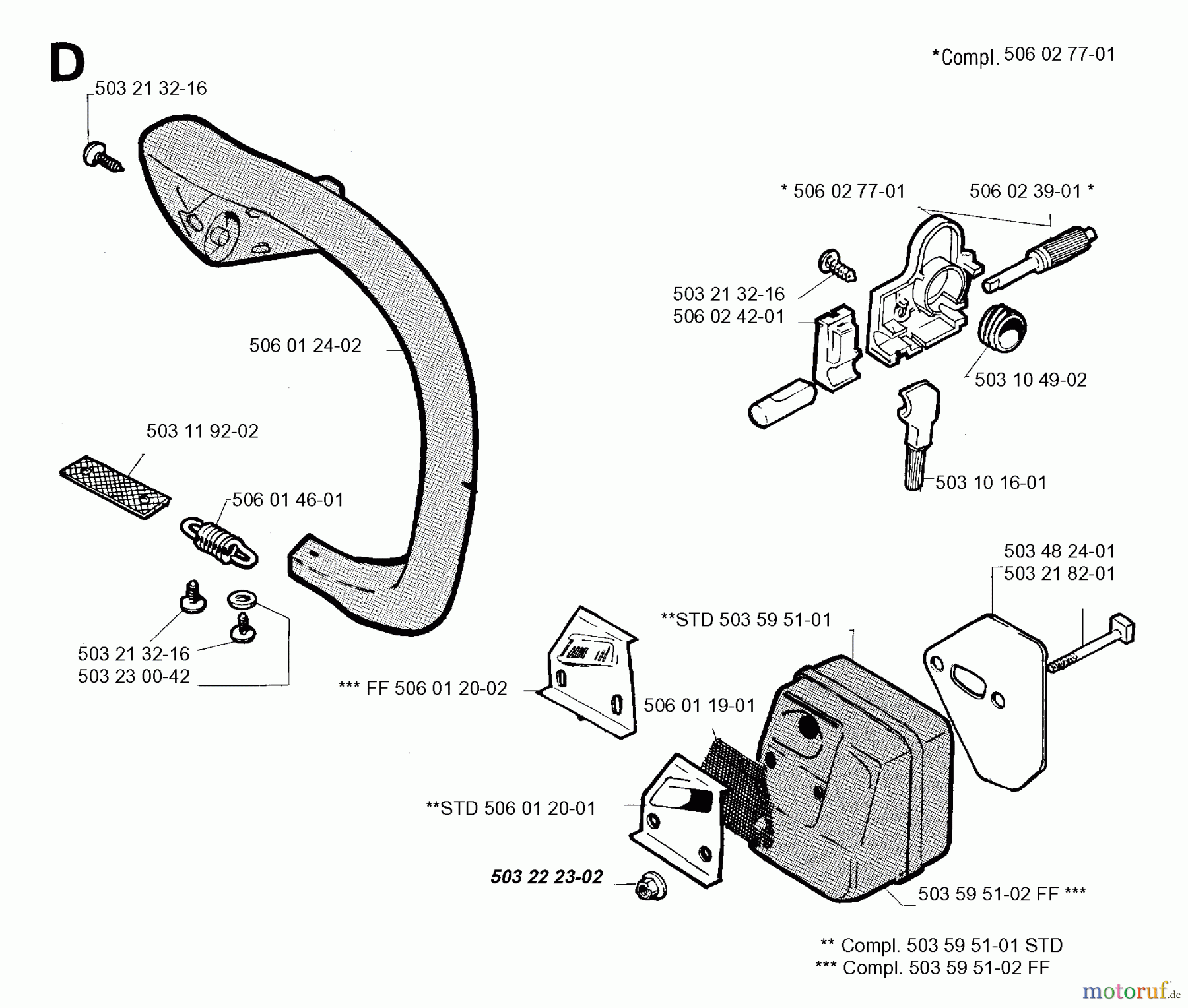 Jonsered Motorsägen 2041 - Jonsered Chainsaw (1993-05) FRONT HANDLE MUFFLER OIL PUMP