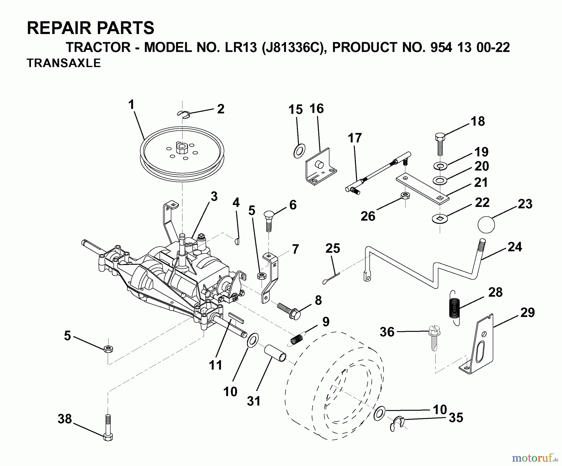 Jonsered Rasen und Garten Traktoren LR13 (J81336C, 954130022) - Jonsered Lawn & Garden Tractor (2000-03) TRANSMISSION