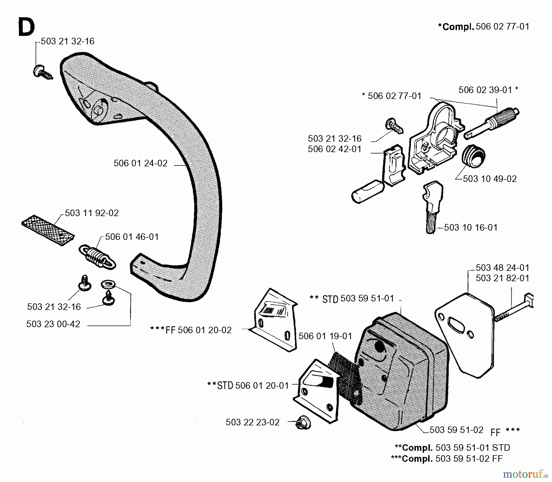 Jonsered Motorsägen 2041 - Jonsered Chainsaw (1994-09) FRONT HANDLE MUFFLER OIL PUMP