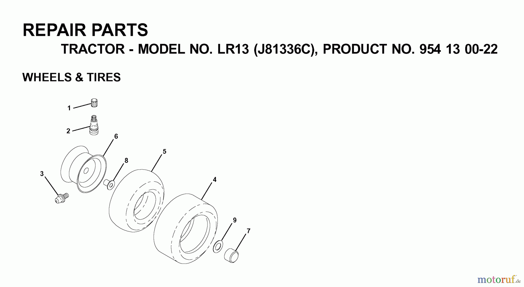  Jonsered Rasen  und Garten Traktoren LR13 (J81336C, 954130022) - Jonsered Lawn & Garden Tractor (2000-03) WHEELS TIRES