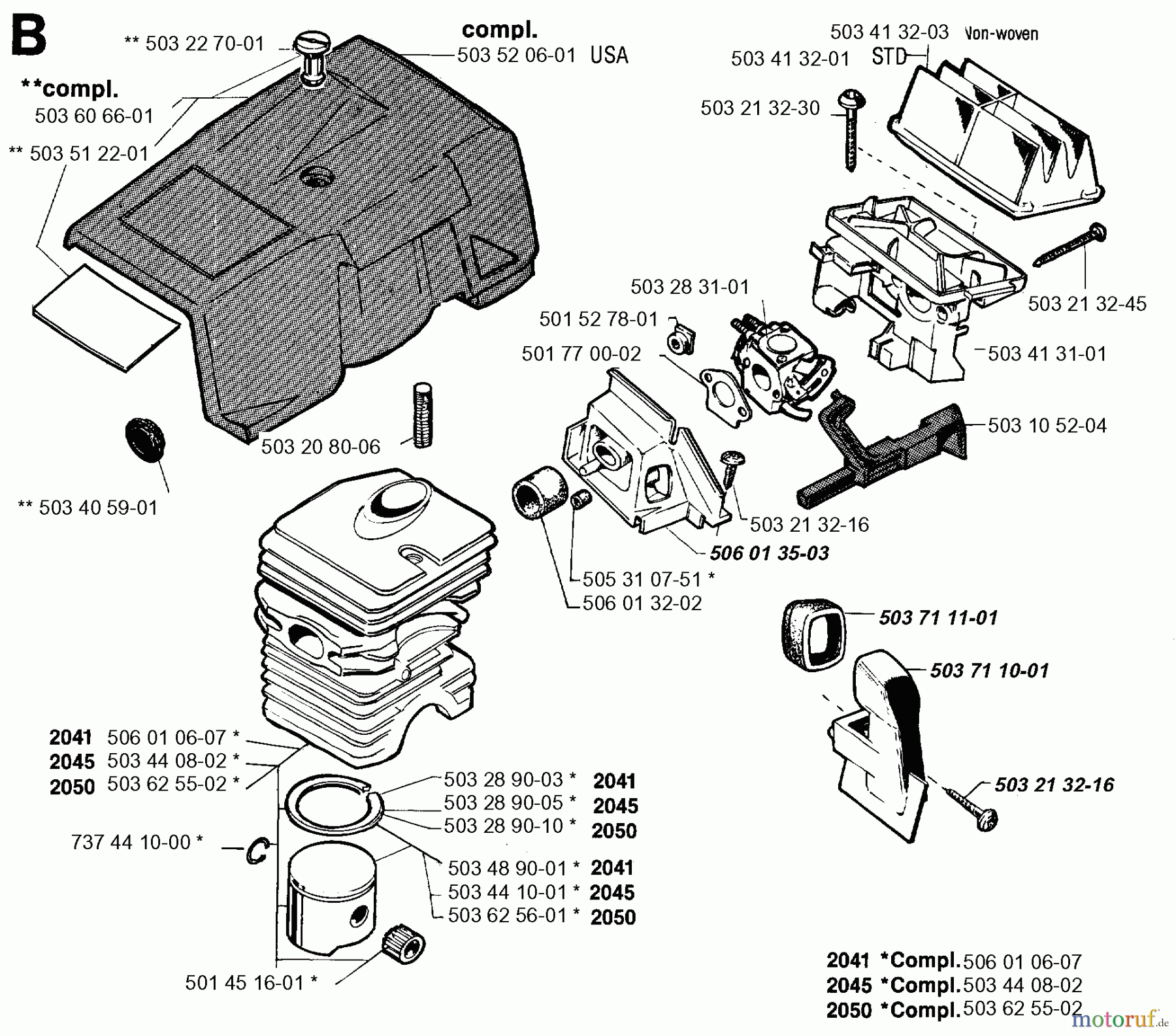 Jonsered Motorsägen 2045 - Jonsered Chainsaw (1994-12) CYLINDER PISTON