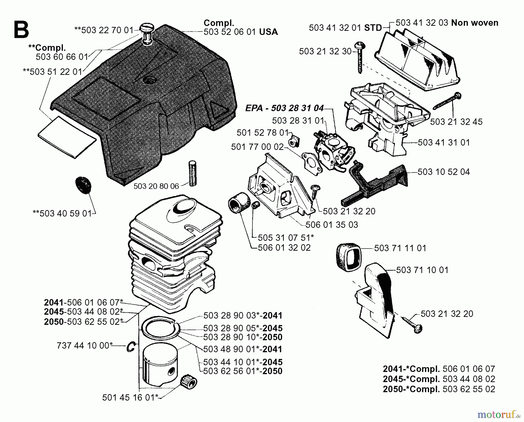 Jonsered Motorsägen 2045 - Jonsered Chainsaw (1998-03) CYLINDER PISTON