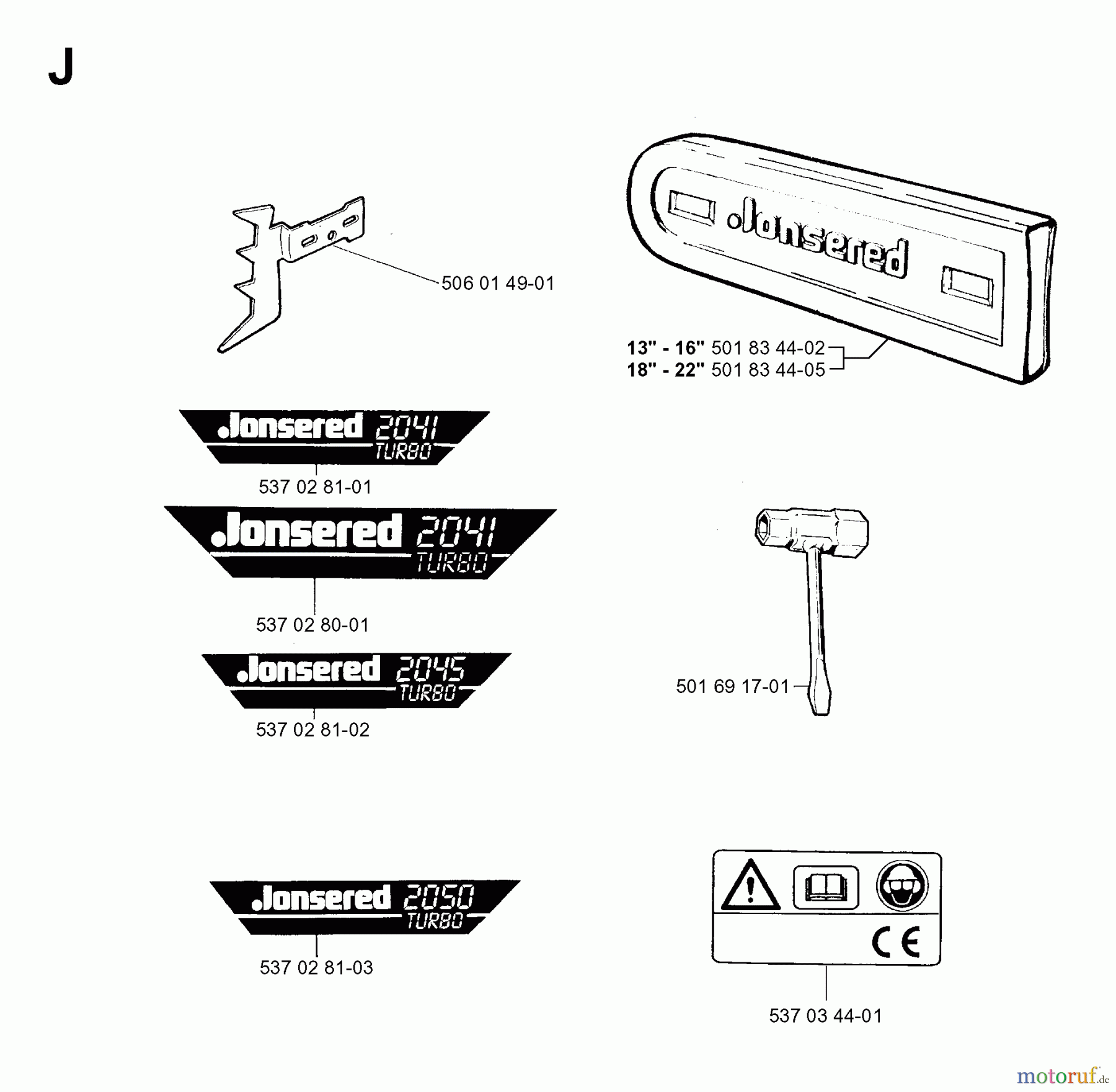  Jonsered Motorsägen 2041 - Jonsered Chainsaw (2001-09) DECALS