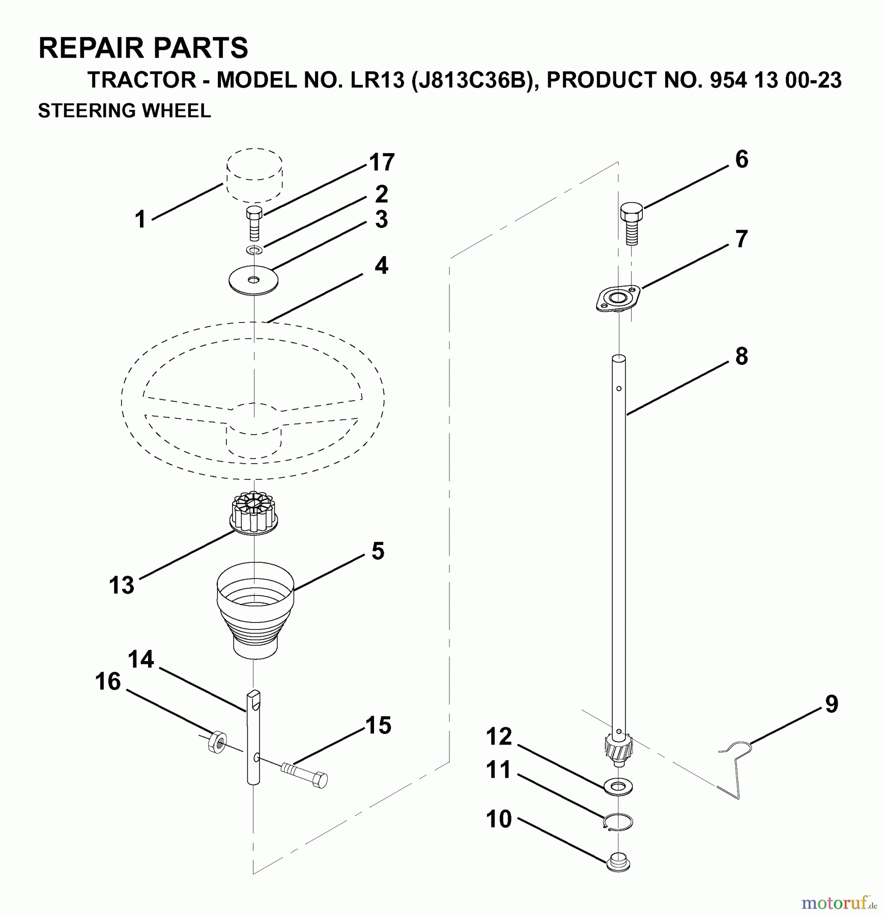 Jonsered Rasen und Garten Traktoren LR13 (J813C36B, 954130023) - Jonsered Lawn & Garden Tractor (1998-12) STEERING