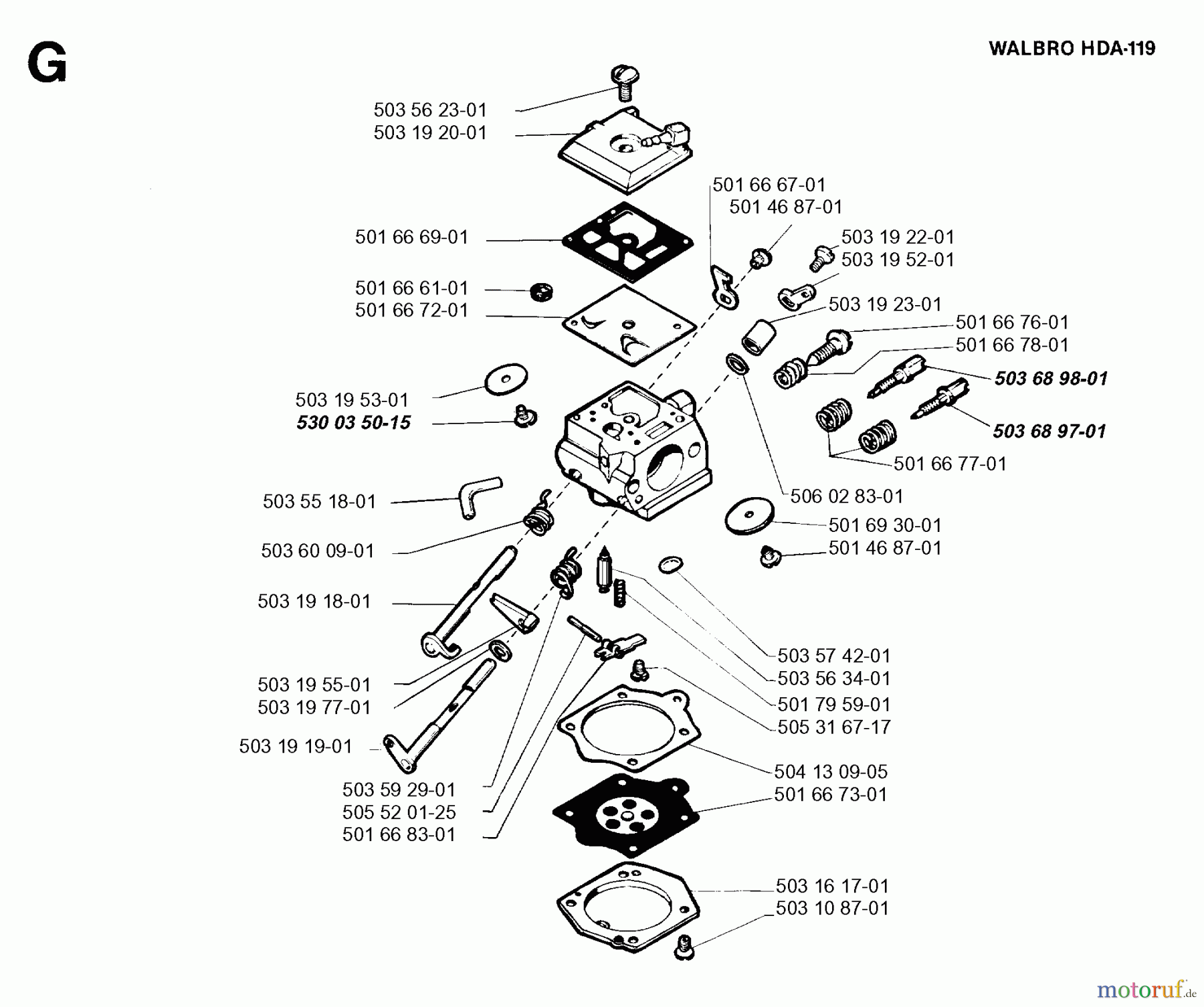 Jonsered Motorsägen 2051 - Jonsered Chainsaw (1993-05) CARBURETOR DETAILS