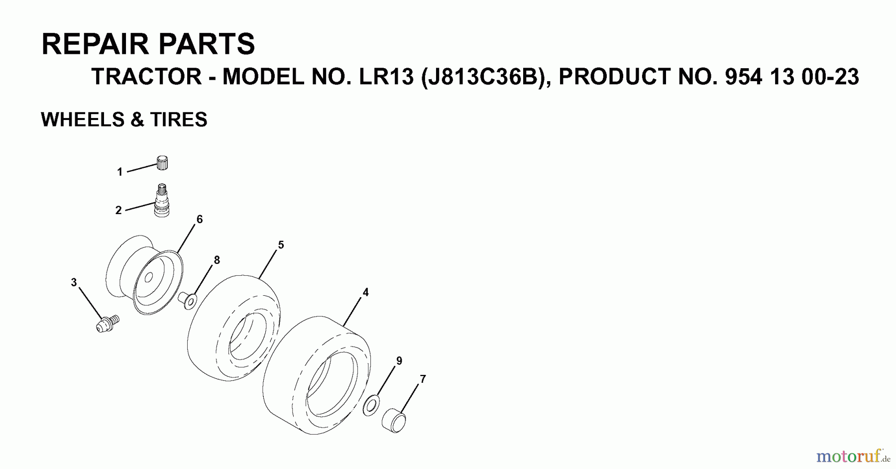 Jonsered Rasen und Garten Traktoren LR13 (J813C36B, 954130023) - Jonsered Lawn & Garden Tractor (1998-12) WHEELS TIRES