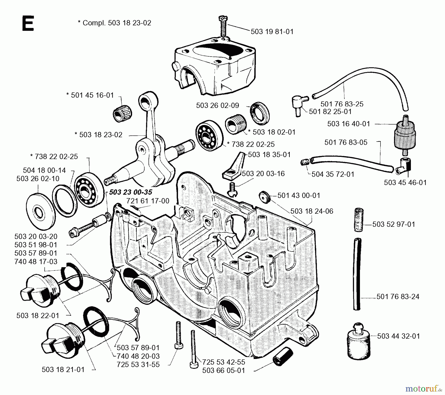  Jonsered Motorsägen 2054 - Jonsered Chainsaw (1993-05) CRANKCASE