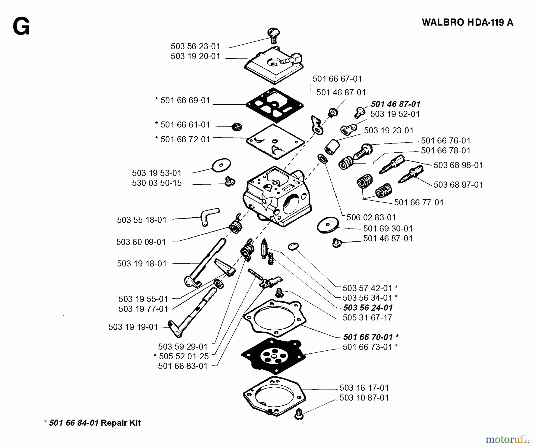 Jonsered Motorsägen 2055 - Jonsered Chainsaw (1994-10) CARBURETOR DETAILS